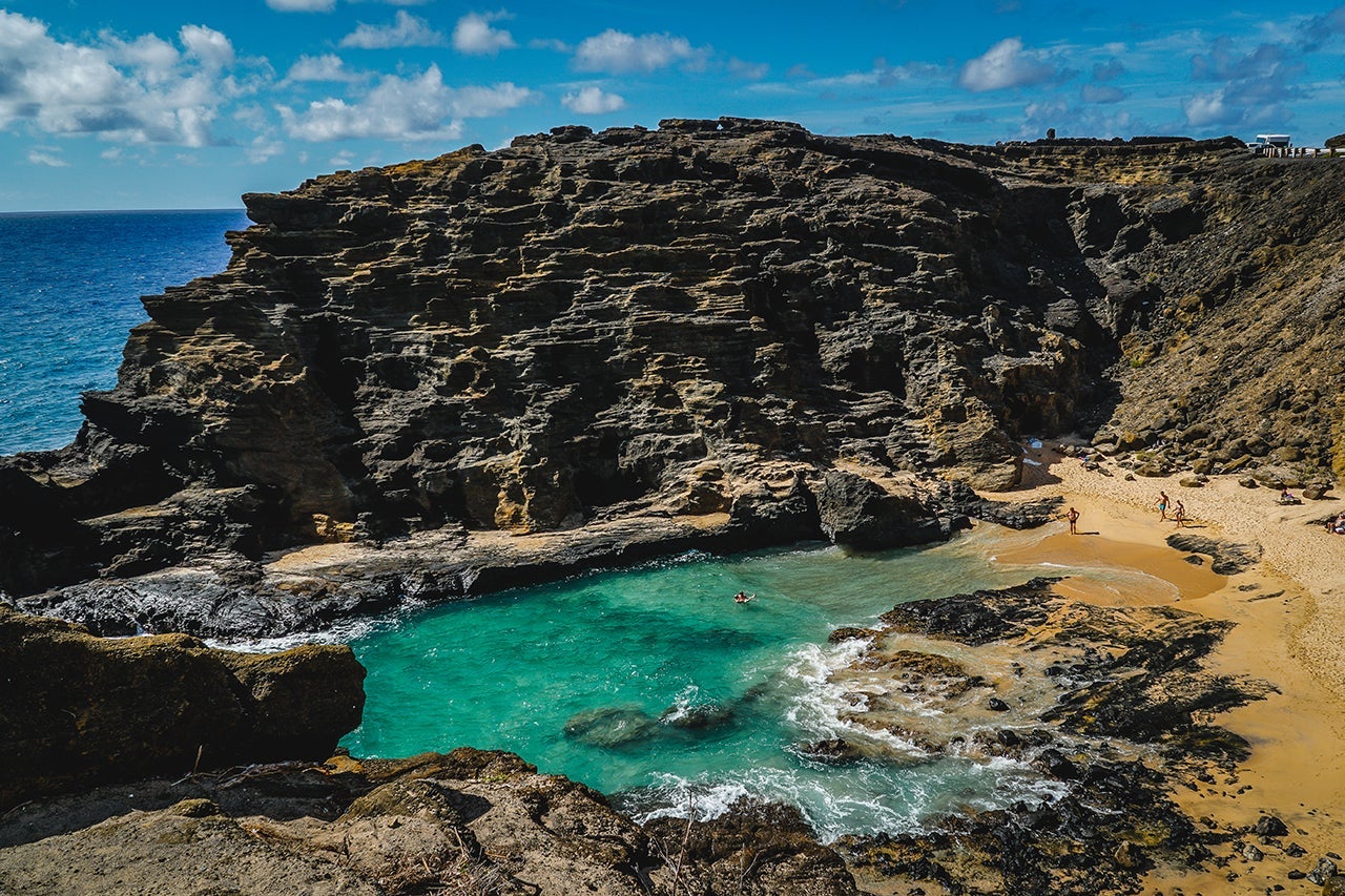 Hawaii's Halona Blowhole near Honolulu. (Photo by Anthony Giustino / Getty Images)