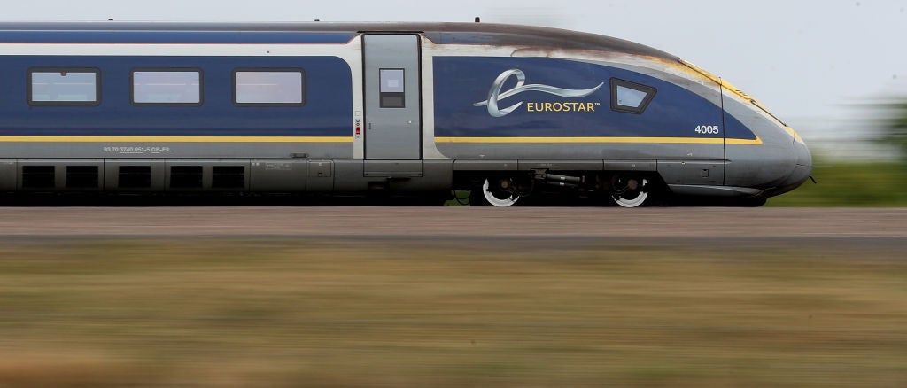 A Eurostar e320 train, the latest train the Eurostar fleet, passes through Ashford, Kent. (Photo by Gareth Fuller/PA Images via Getty Images)