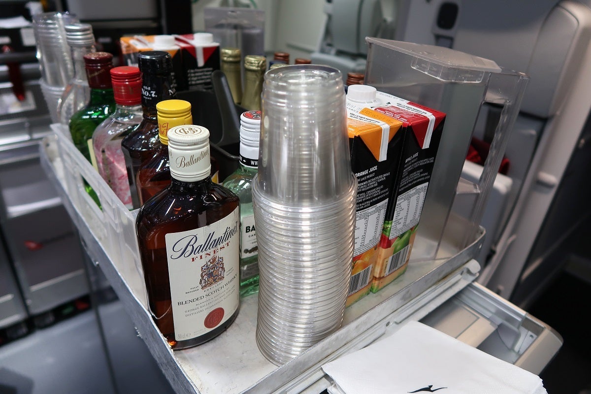 Qantas offers a wide range of free spirits in economy on its longest flight. Image by JT Genter / TPG