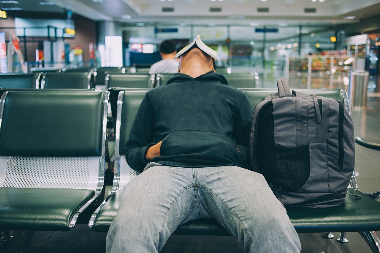 Waiting for a night flight in airport. (Photo by SamuelBrownNG/Getty Images)
