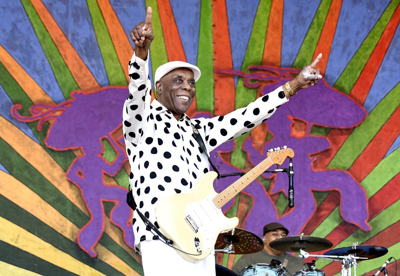Buddy Guy performs during the 2017 New Orleans Jazz & Heritage Festival at Fair Grounds Race Course on May 7, 2017 in New Orleans, Louisiana. (Photo by Tim Mosenfelder/WireImage)