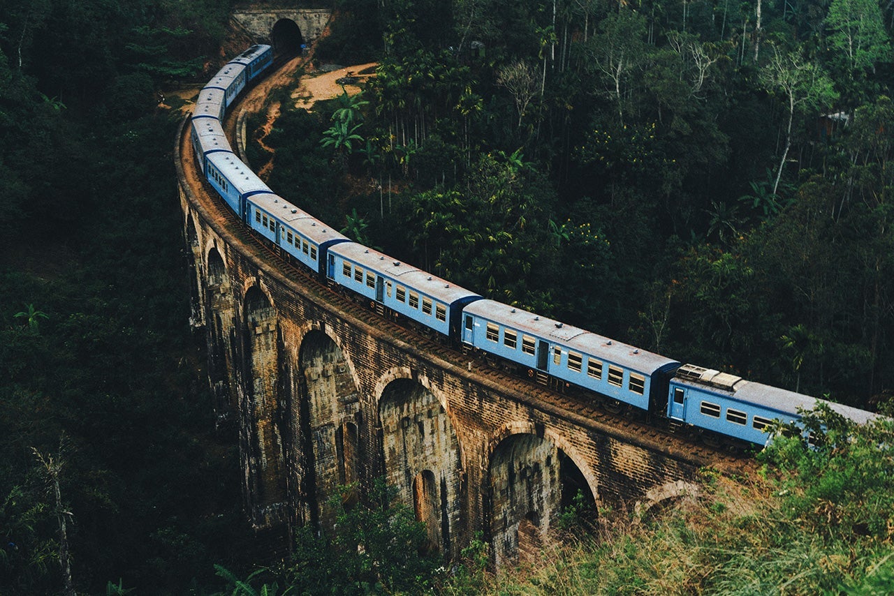 Scenic view of the Nine Arch Bridge in Sri Lanka. (Photo by Oleh_Slobodeniuk - Getty Images.)