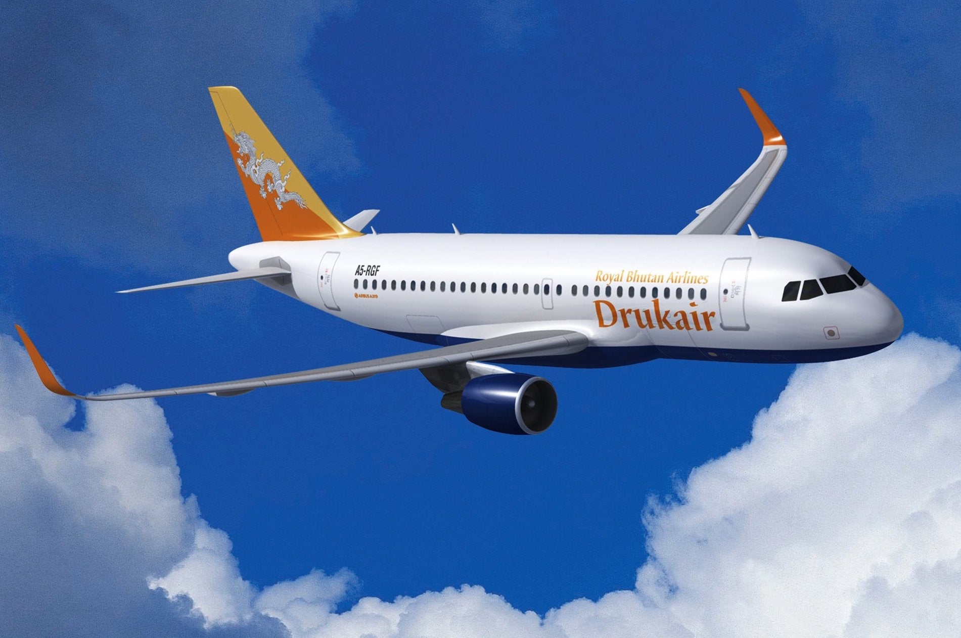 Chances are you'll have to fly on Bhutan's national carrier, Druk Air. Image credit: Airbus.