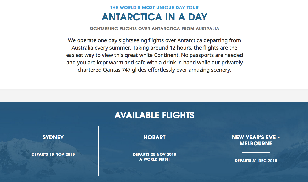 You can go to Antarctica for a single day on a flight from Punta Arenas.