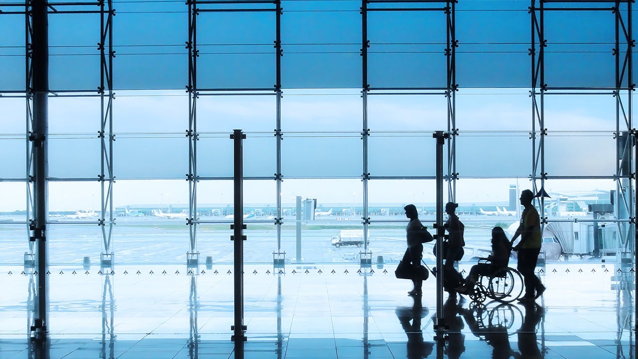 Passengers in the interior of airport
