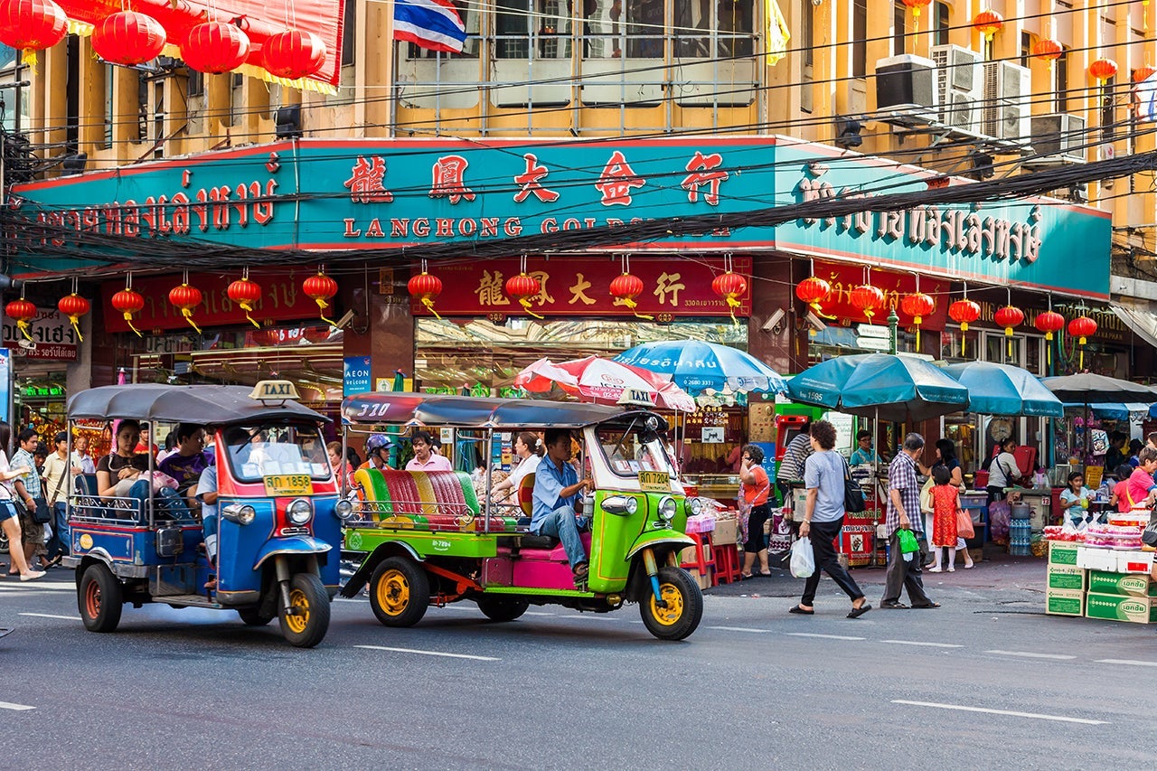 Tuk-tuks in Chinatown, Bangkok, Thailand. (Photo by fototrav / Getty Images)