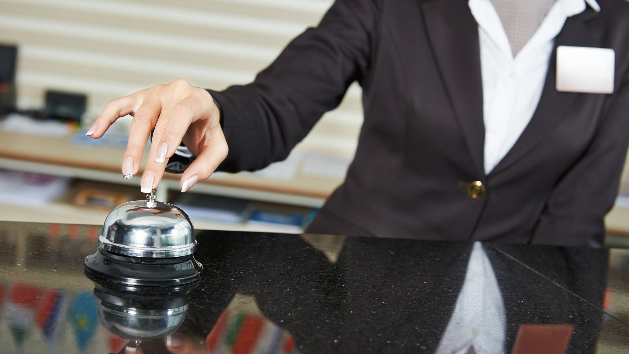 Hotel worker on reception