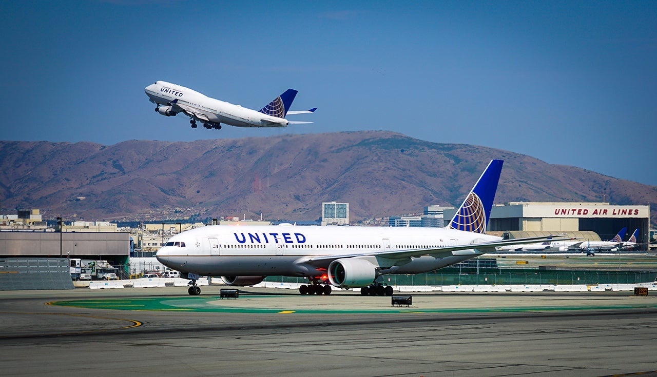 United Airlines (UA) at the San Francisco International Airport (SFO), one of the main hubs for United. (Photo by Shutterstock.com)