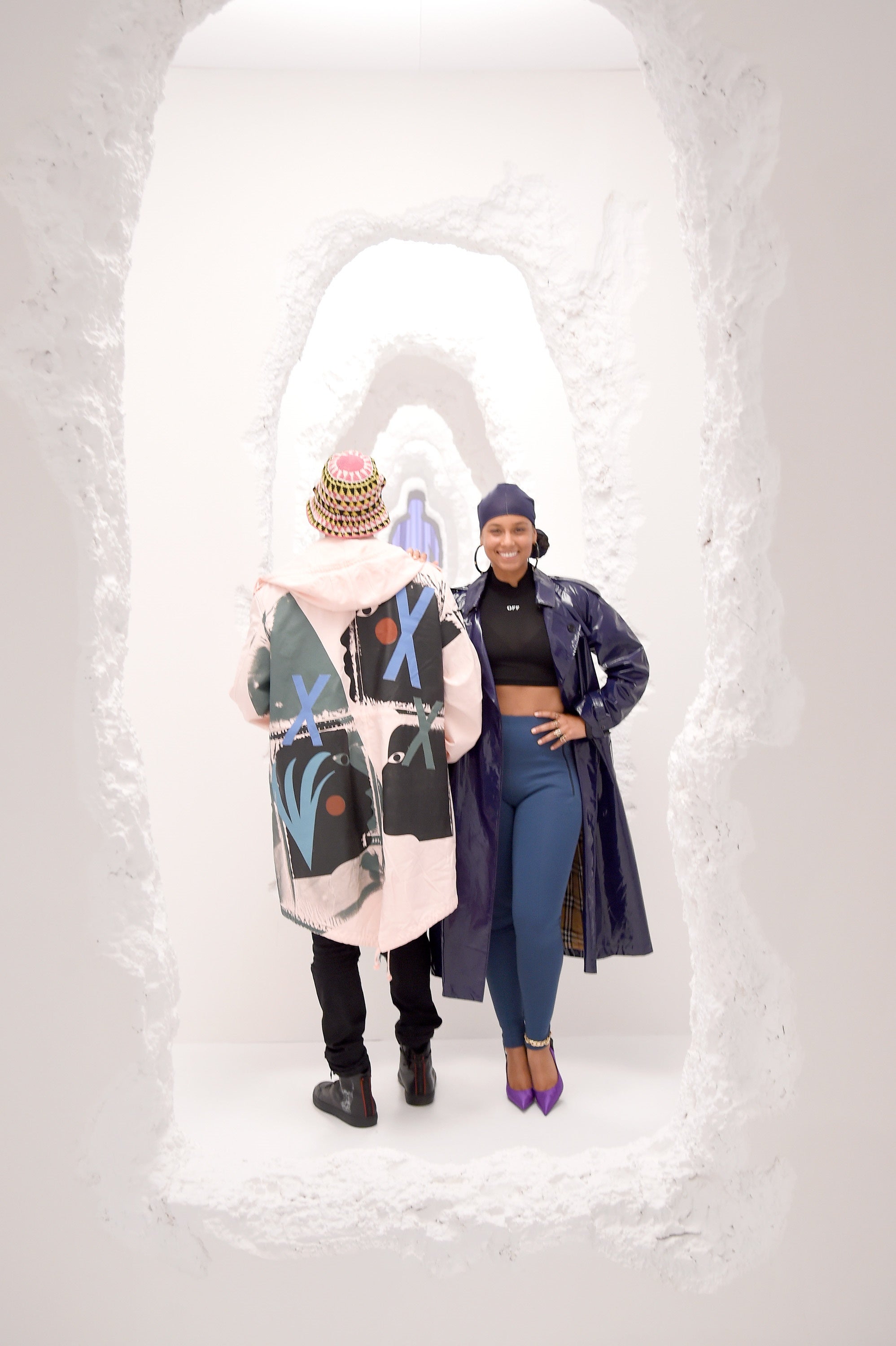 Alicia Keys poses in the art installations. Photo courtesy of Kevin Mazur/Getty Images for American Express.