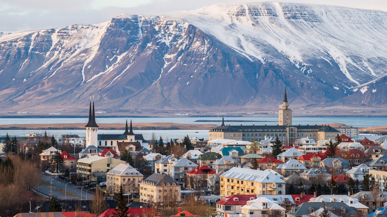 Reykjavik the capital cities of Iceland during the end of winter season.