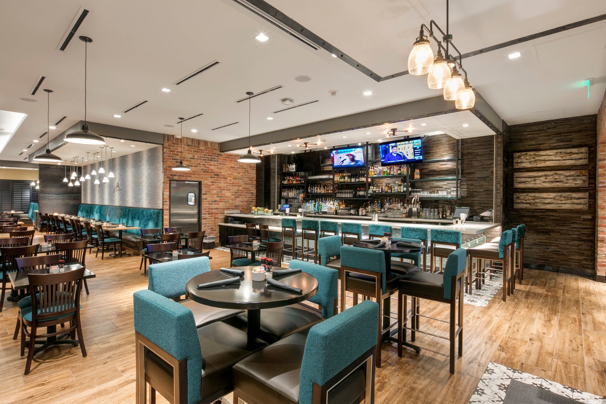 seating in an airport restaurant