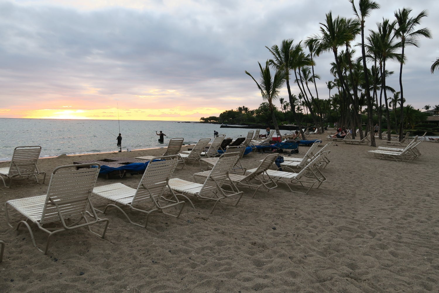 Yoga is held on the far end of the beach each morning.