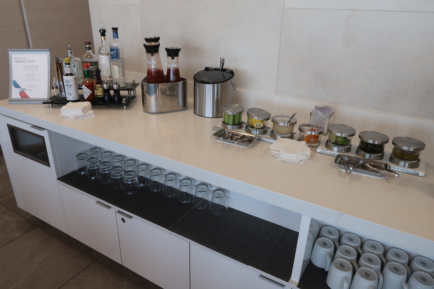 Self-serve Bloody Mary bar.