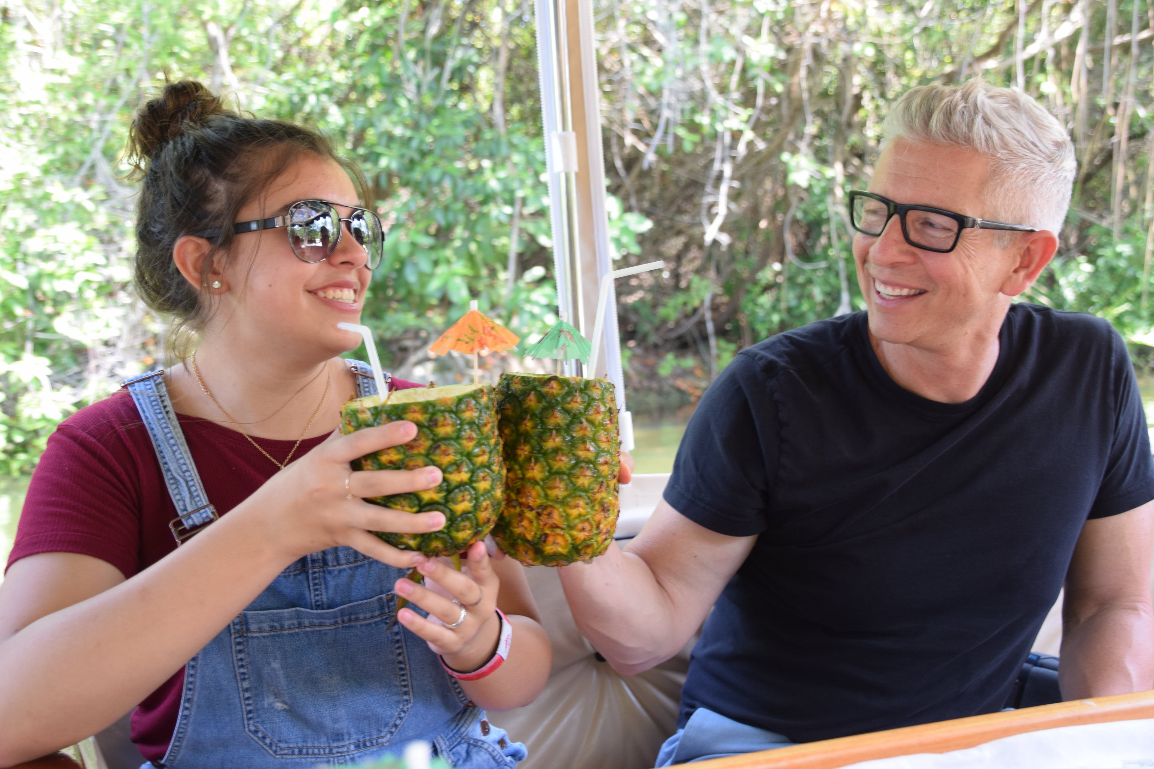 tropical umbrella drinks in Playa del Carmen