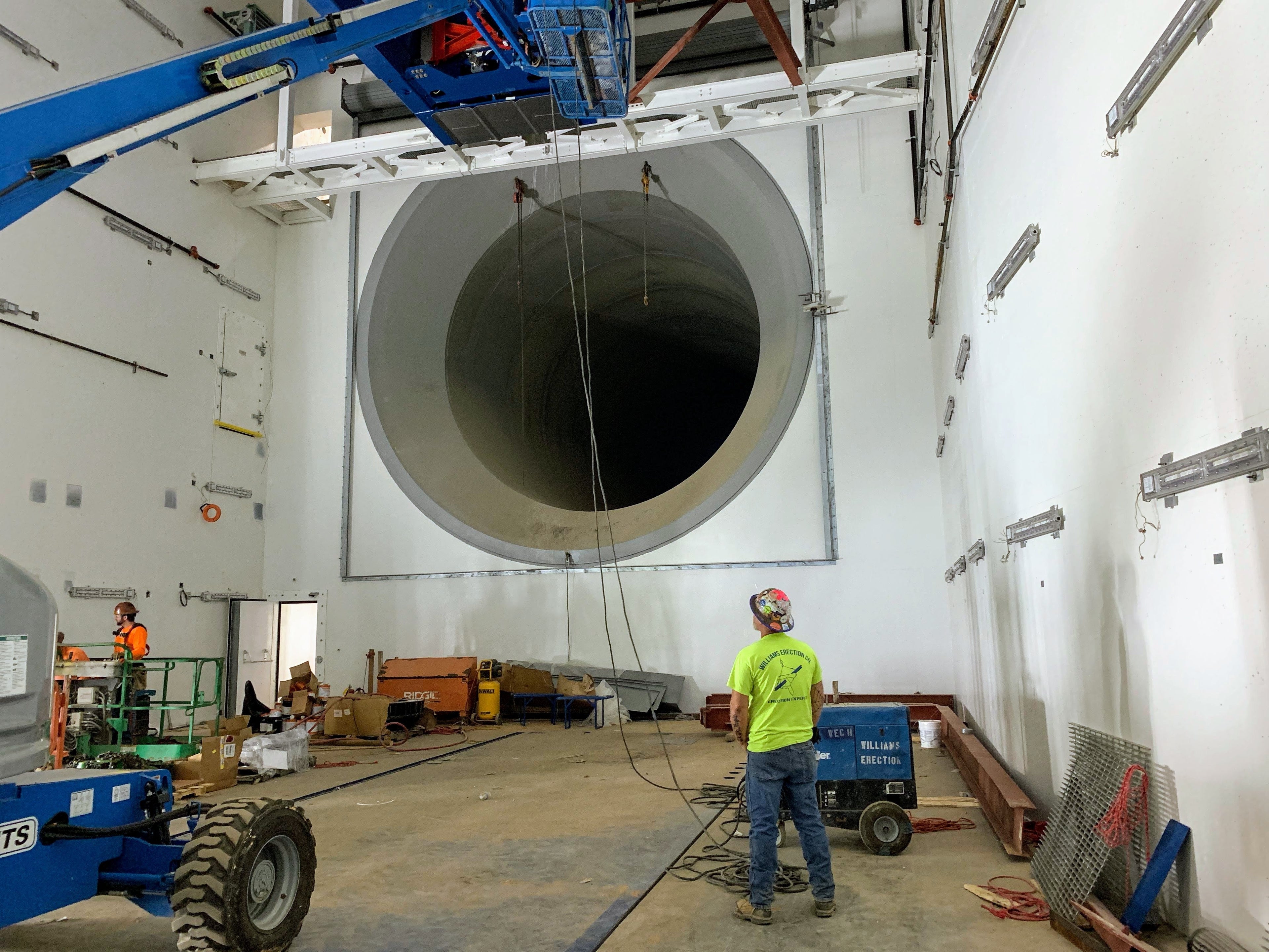Giant tunnels and extraordinarily thick walls are needed to test high-thrust jet engines (Photo by Darren Murph / The Points Guy)
