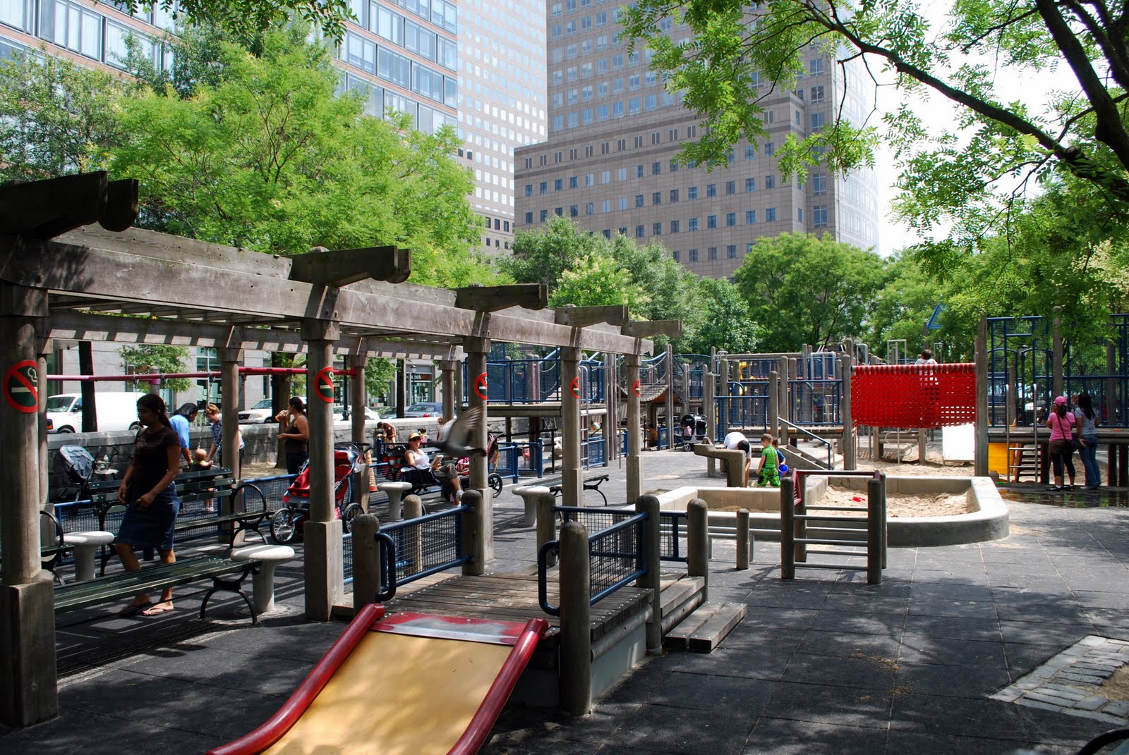 Rockefeller Park in NYC - views for parents, lots of playground for kids of all ages