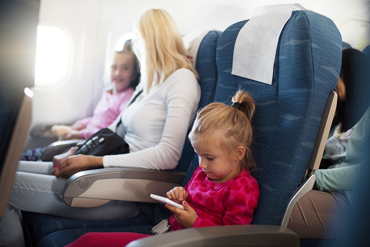 children on a plane