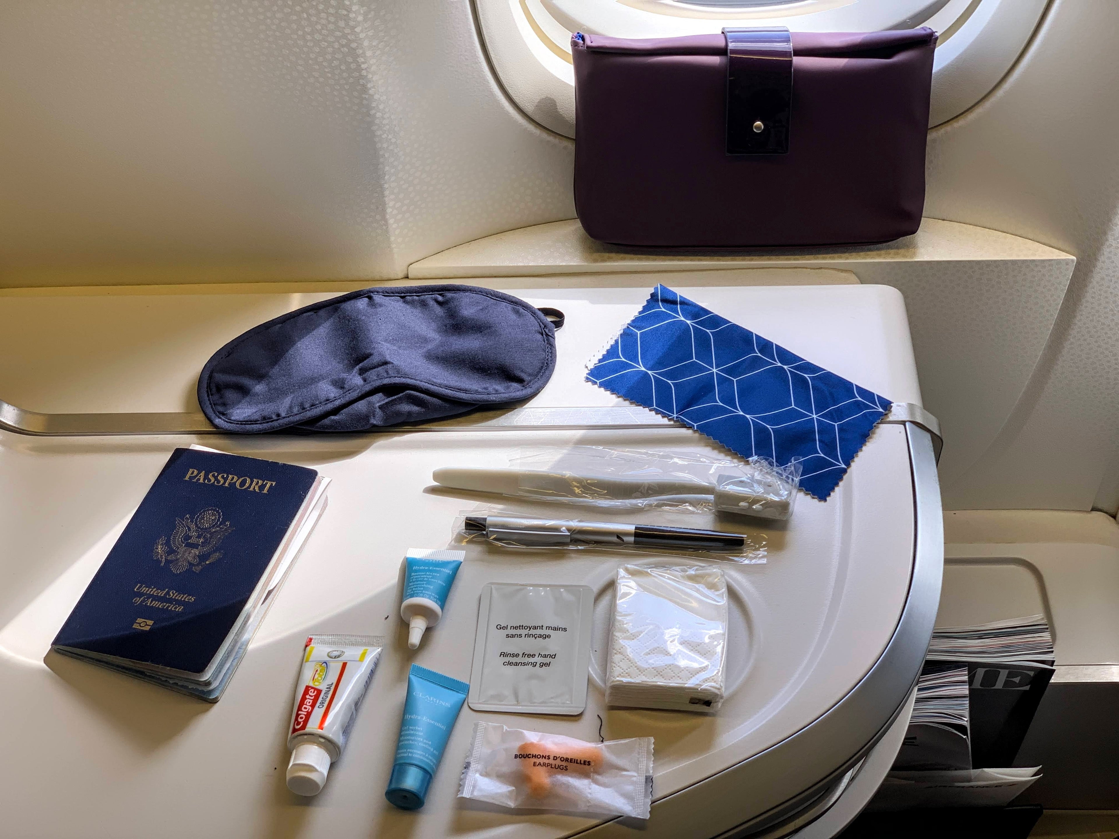 Air France Boeing 777 Business Class Seat Amenity Kit Items