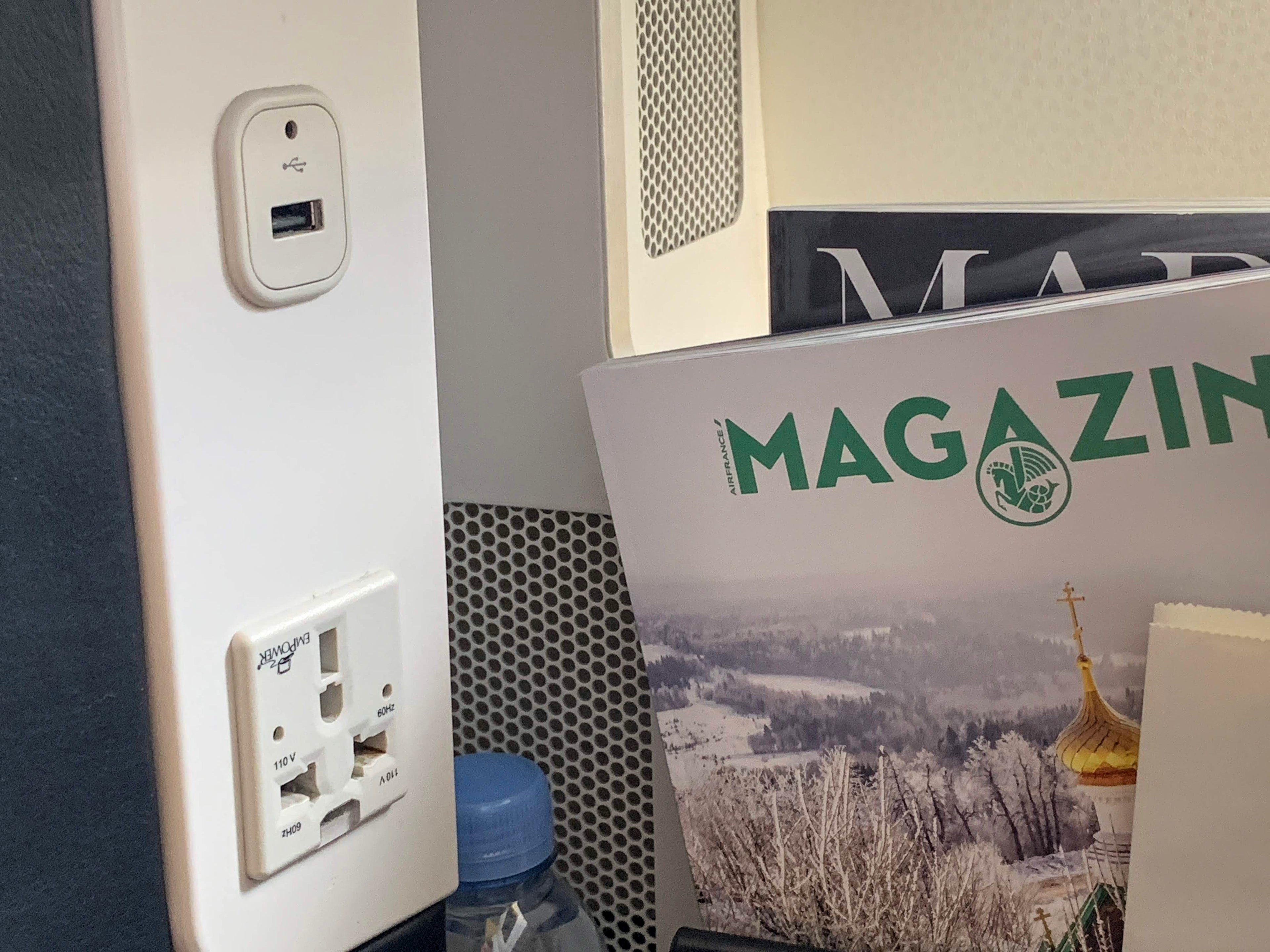 Air France Boeing 777 Business Class Seat USB and Power Port