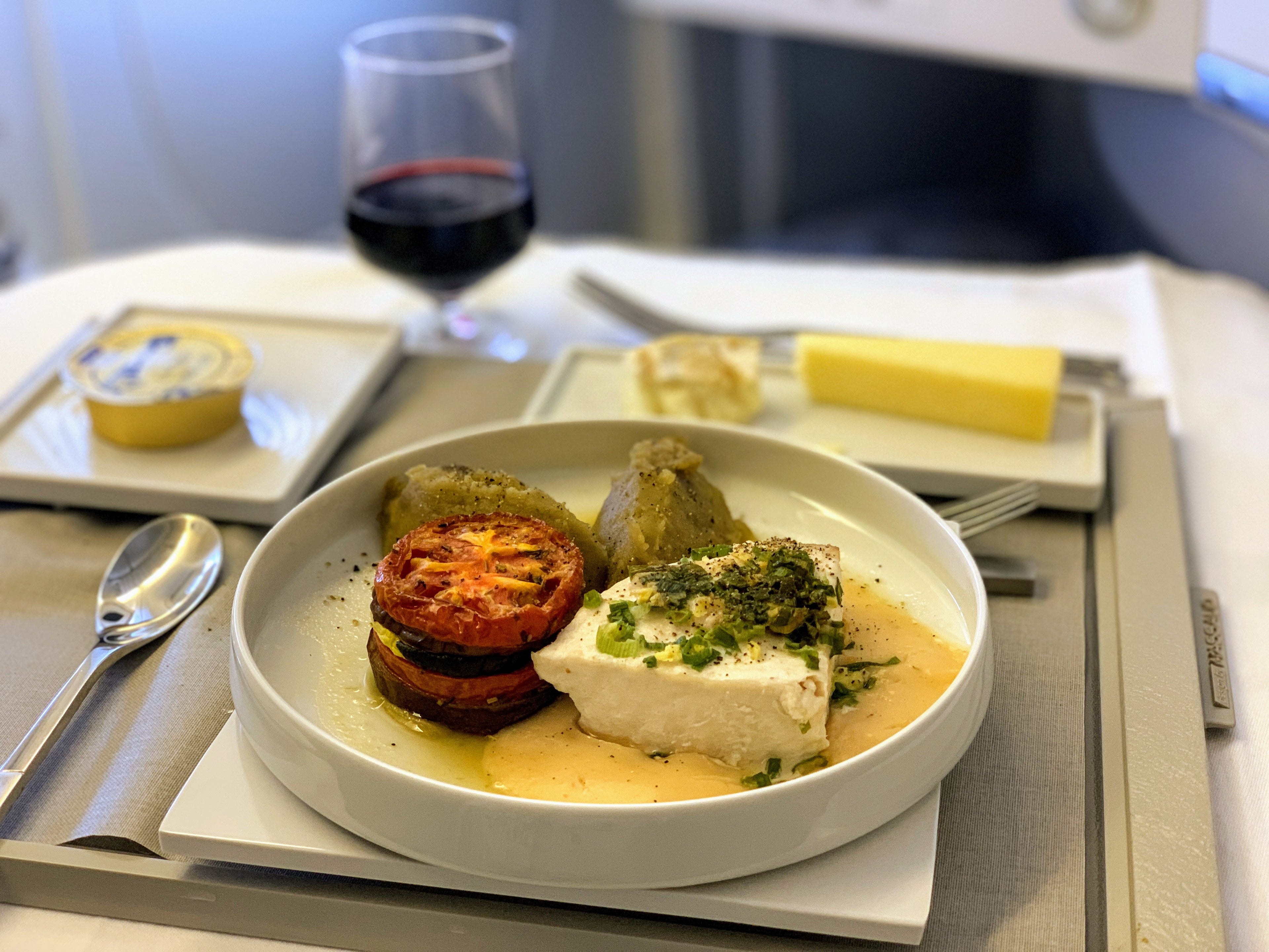 Air France Boeing 777 Business Class entree meal