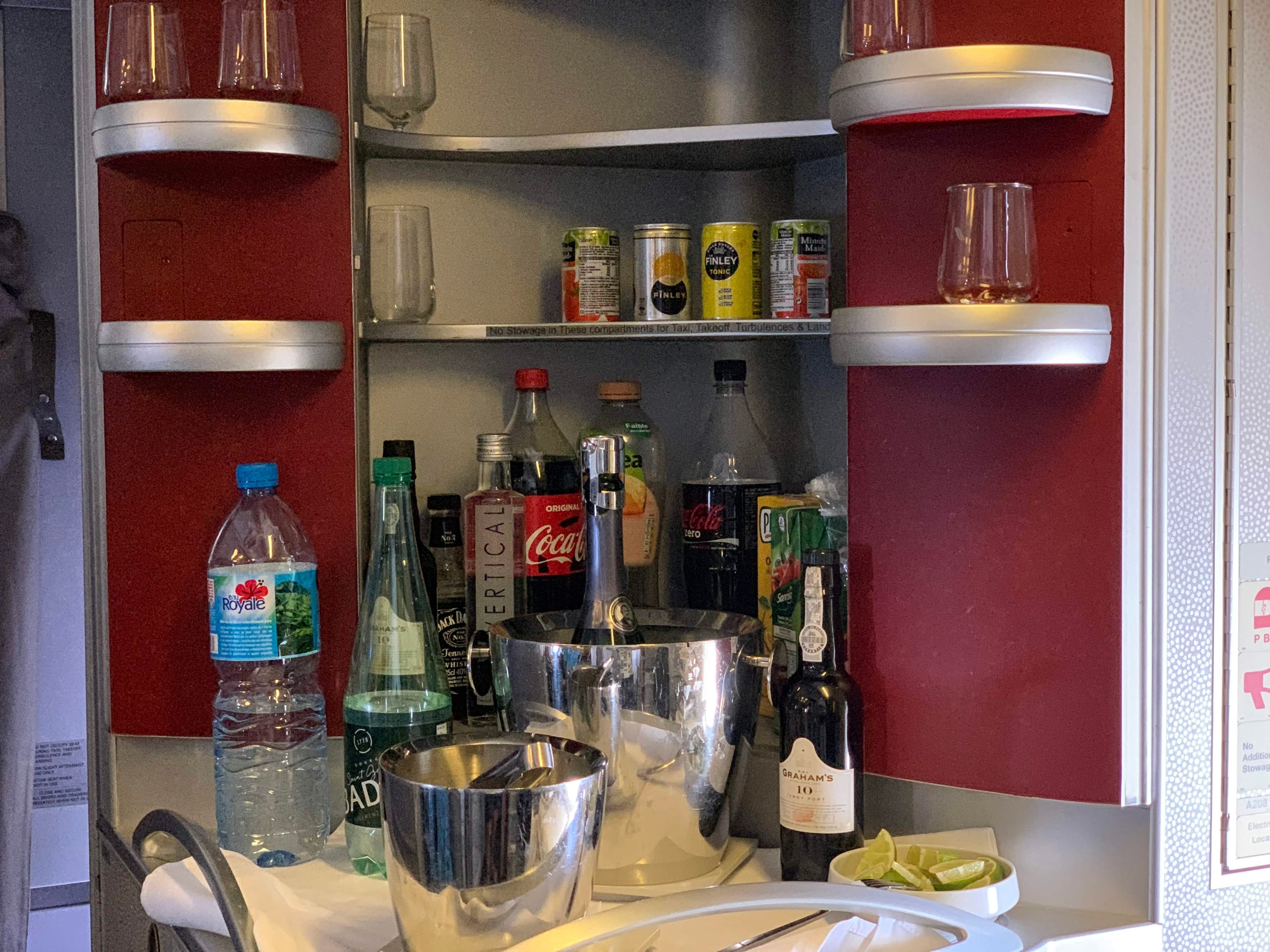 Air France Boeing 777 Business Class galley beverages
