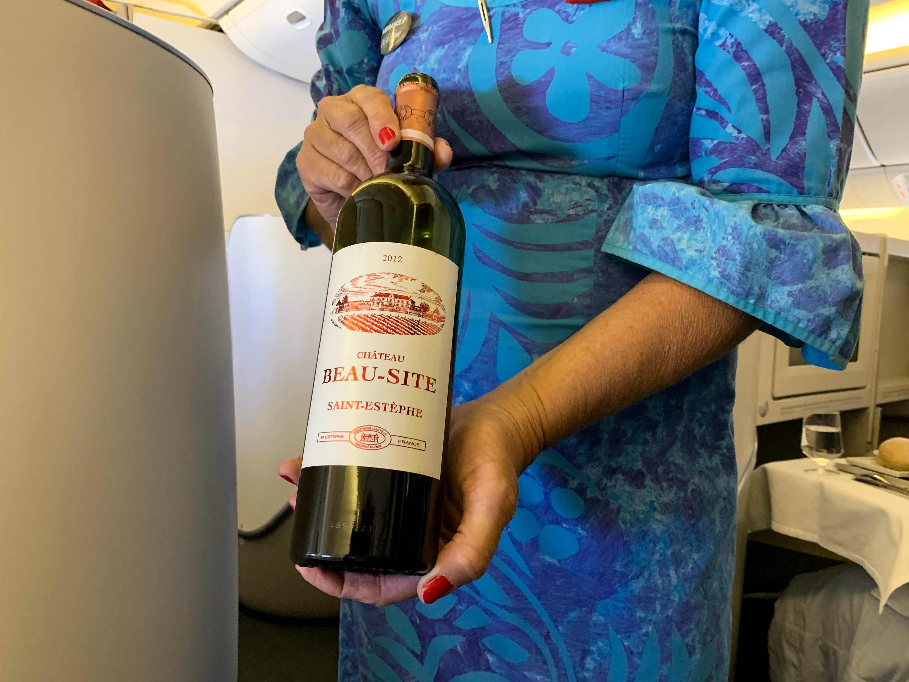 Air France Boeing 777 Business Class wine