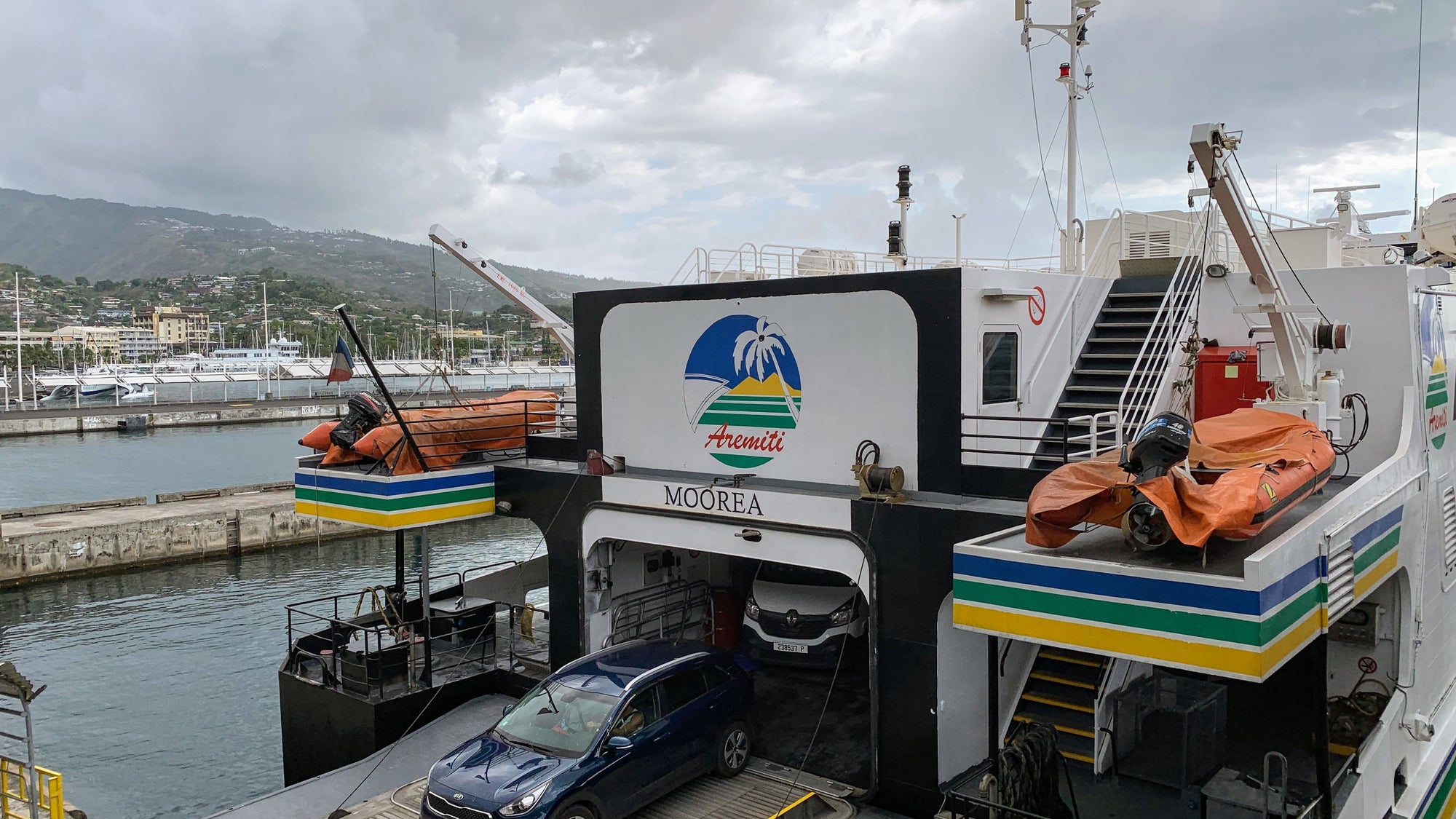 Aremiti Ferry Cars Unloading - Moorea Ferry