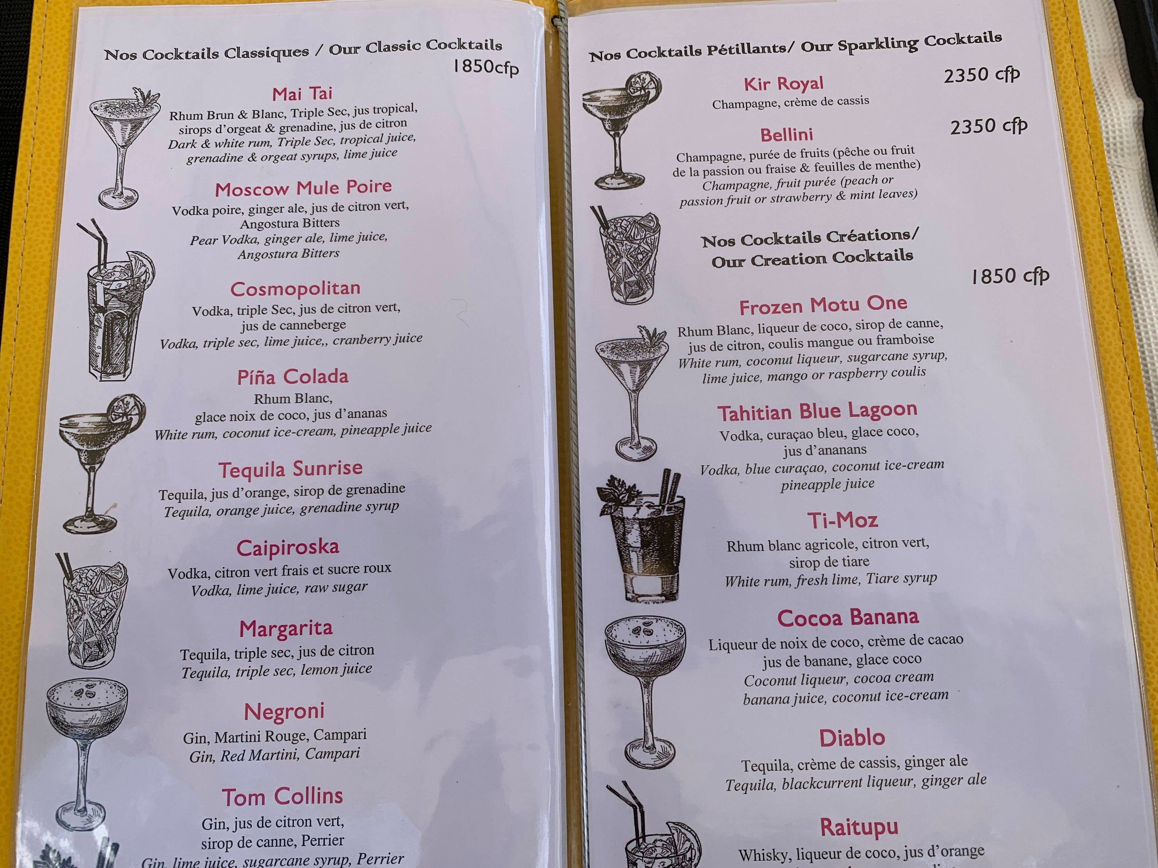 drinks Moorea