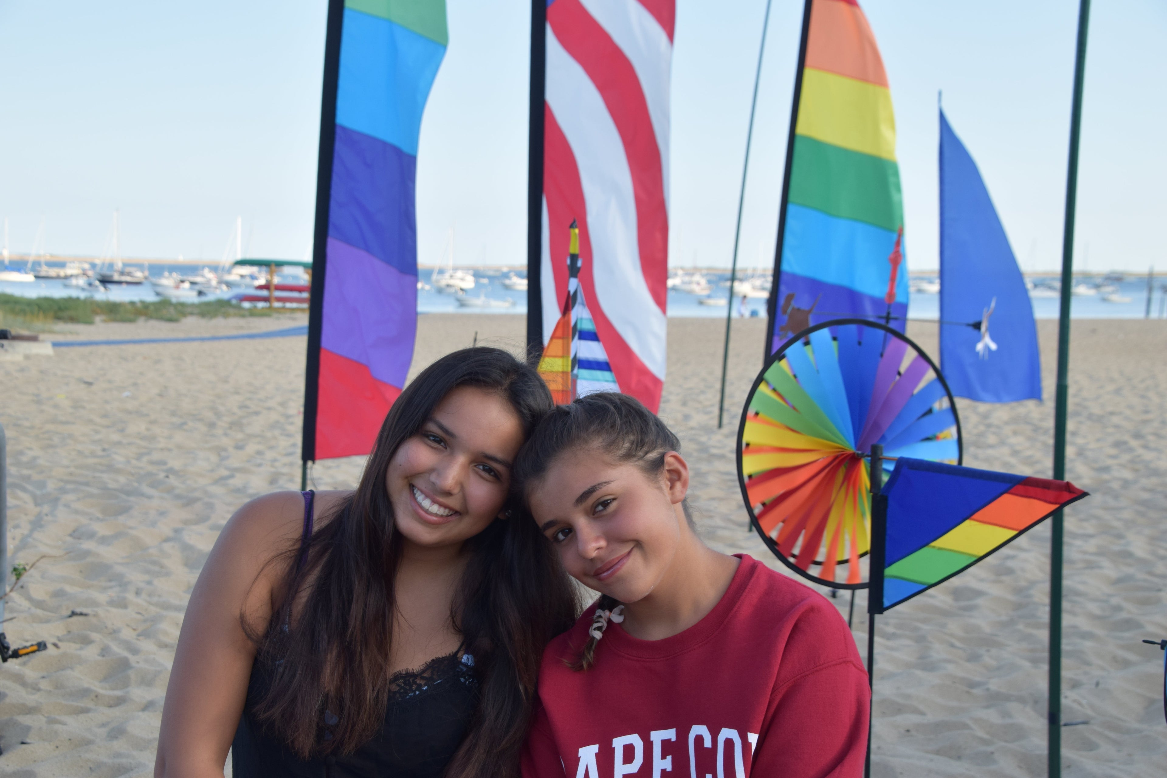 Provincetown beach with rainbow flags
