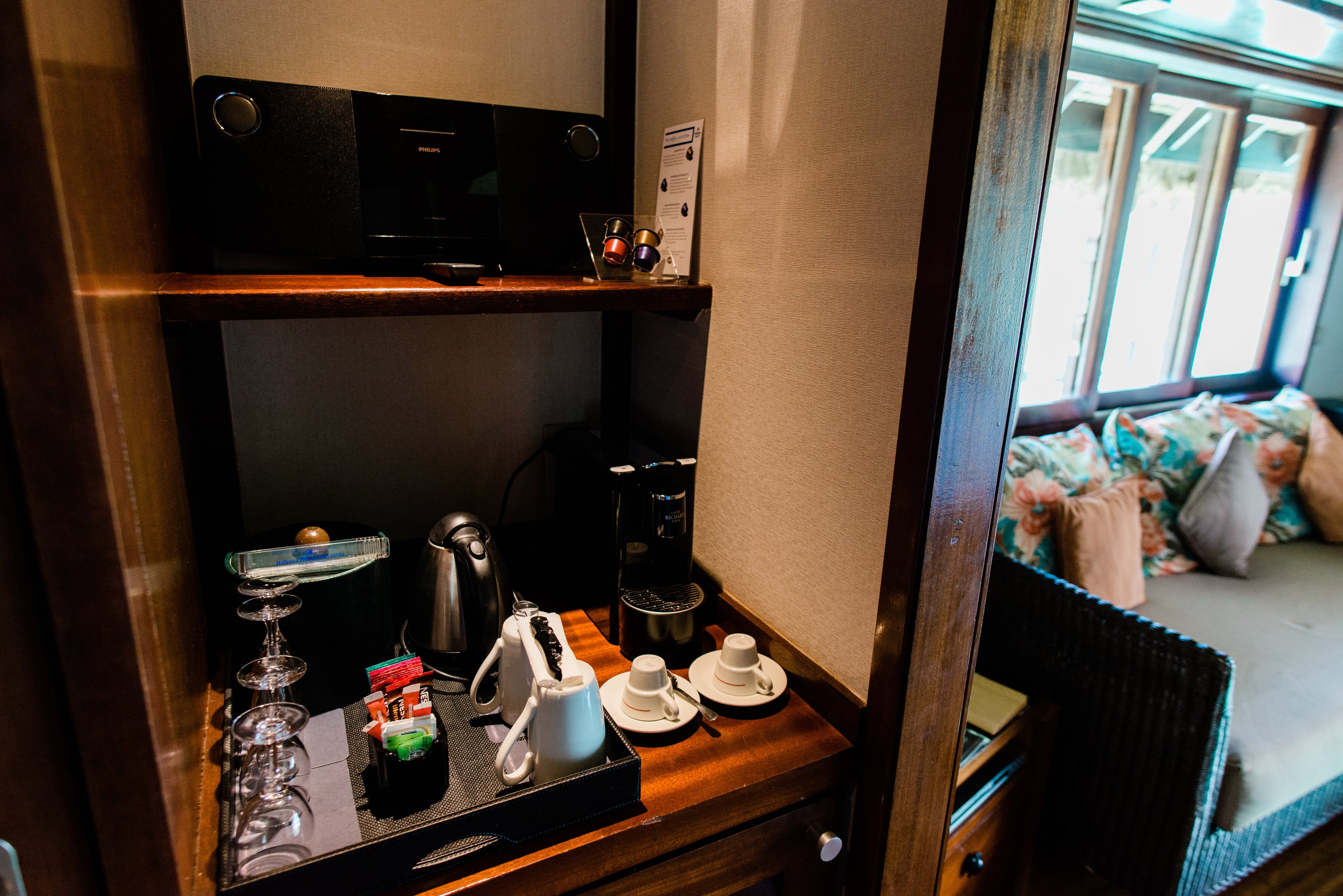 Hilton Moorea Lagoon Resort and Spa - overwater bungalow coffee