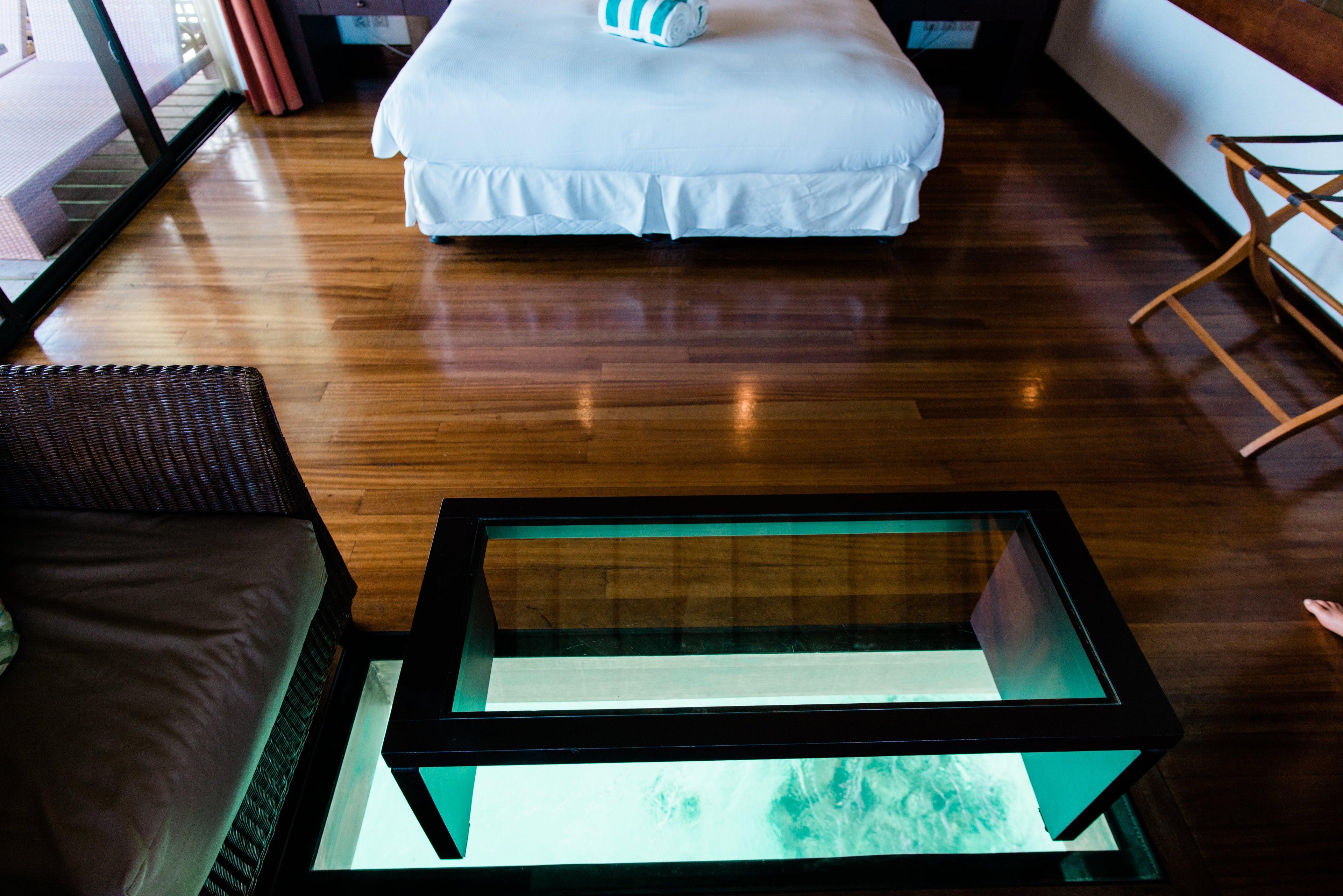 Hilton Moorea Lagoon Resort and Spa - overwater bungalow see through clear floor