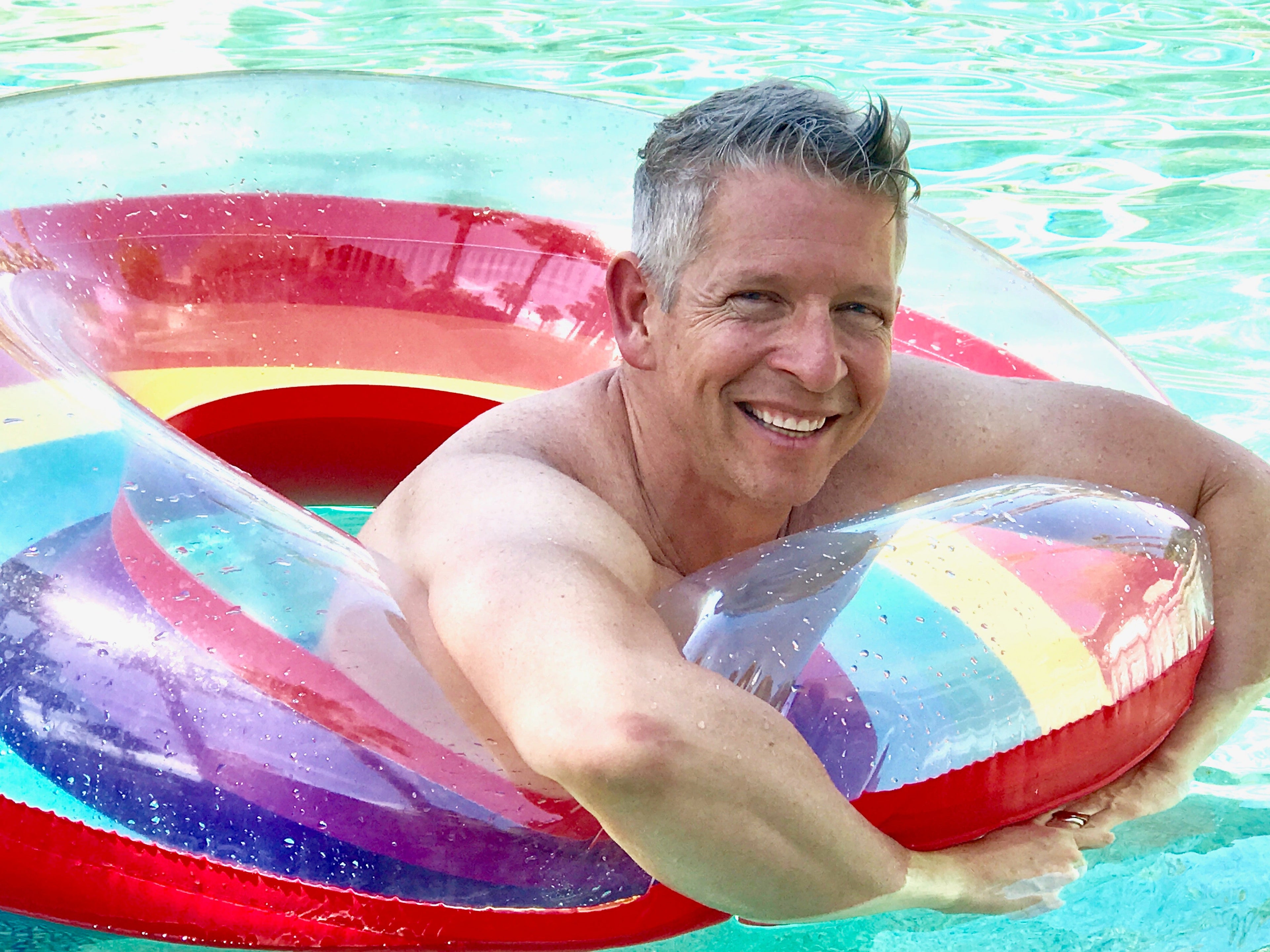 Everyone loves to relax in the pool when it's warm in Palm Springs.
