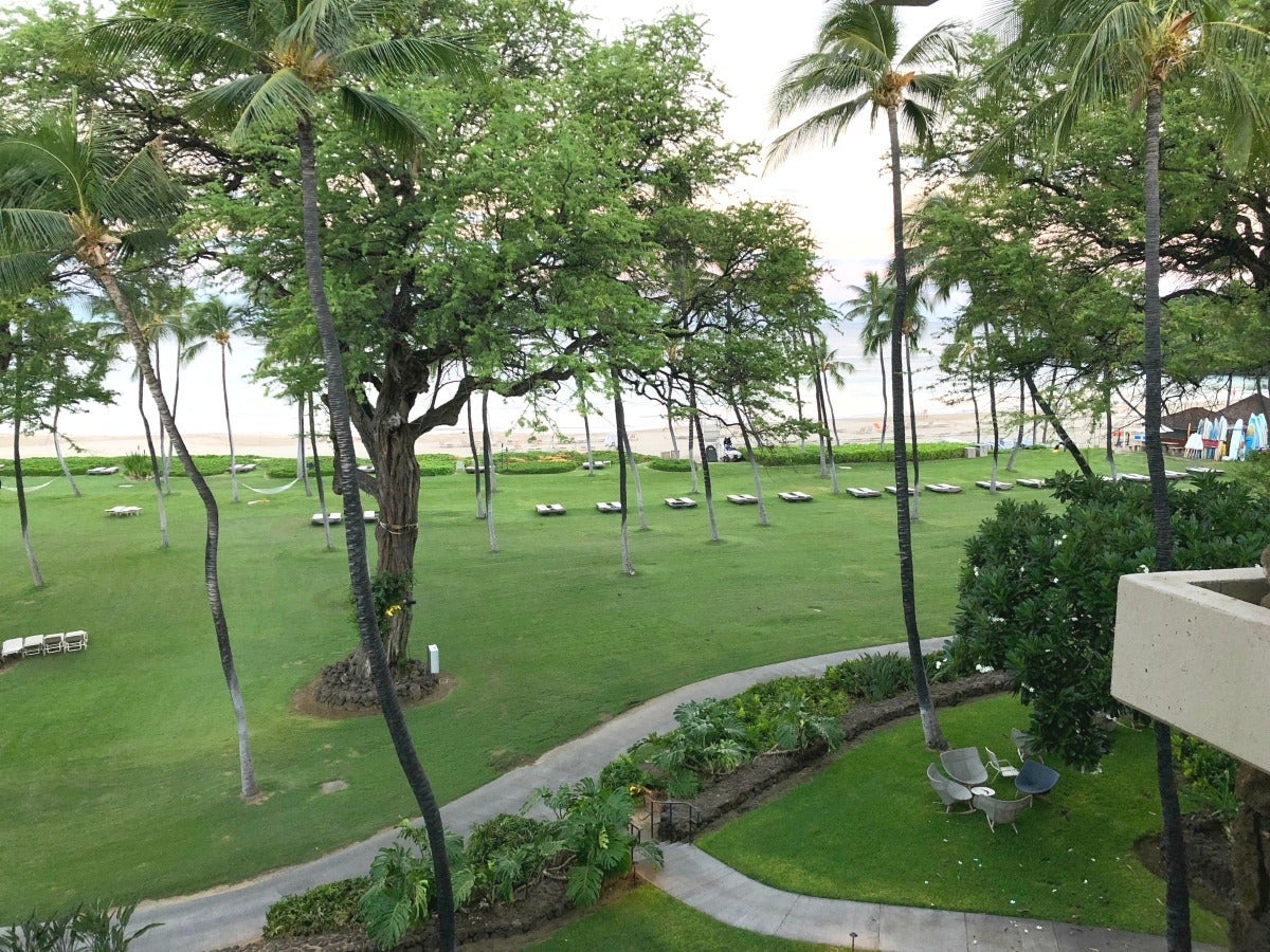 Mauna Kea Beach Hotel Review - Beach Lawn View from Lanai