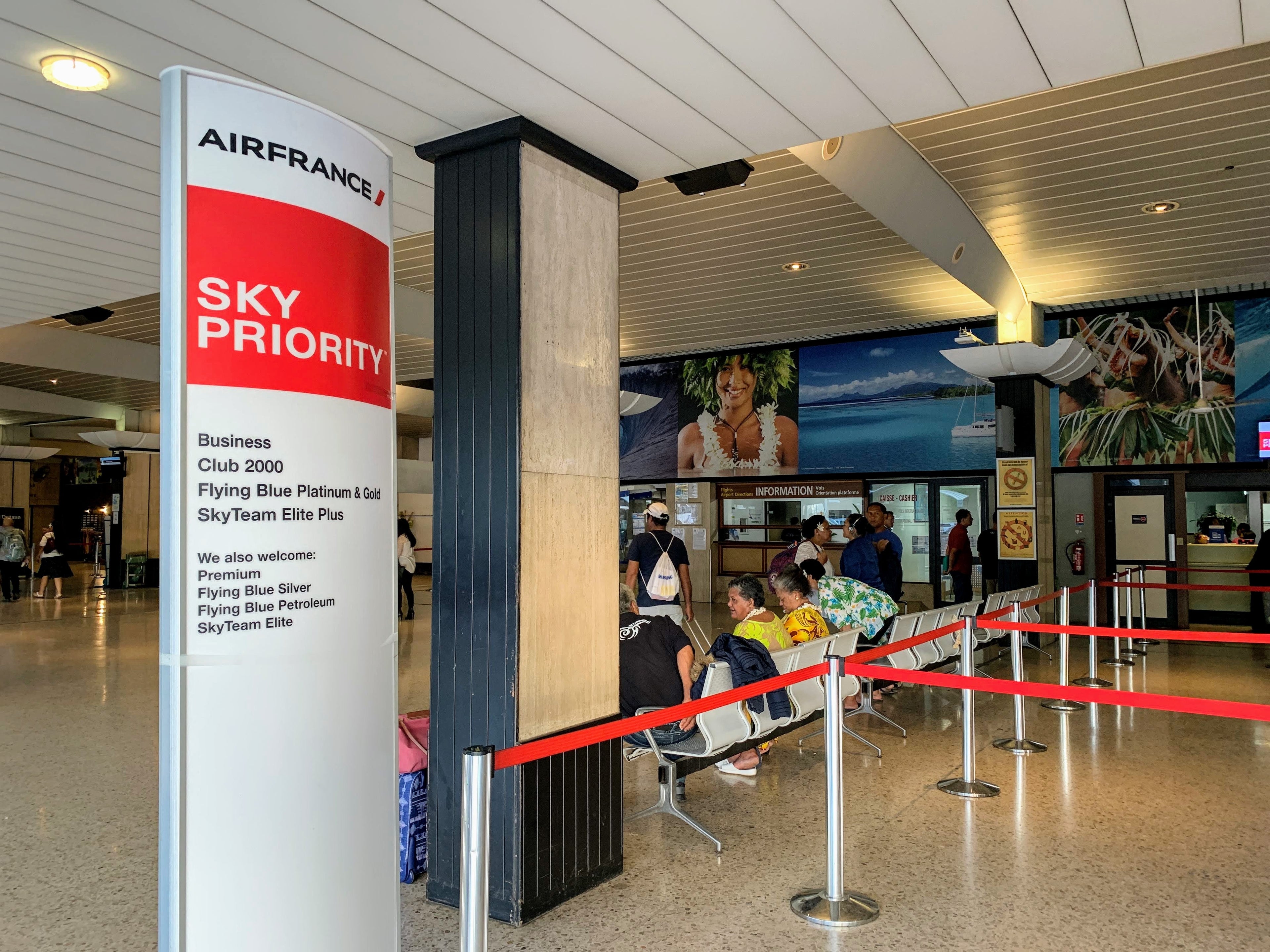Tahiti PPT Airport Sky Priority Check-in Line Air France