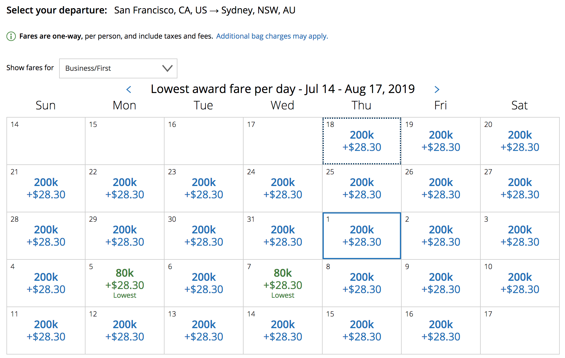 You'll need to be picky with dates, but we're even seeing saver level space with six seats