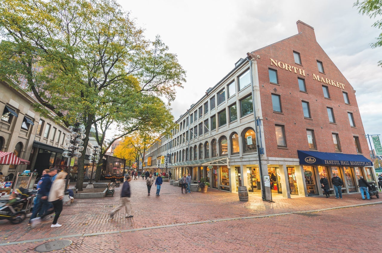 Faneuil Hall Marketplace in Boston, MA. (Photo via Shutterstock)