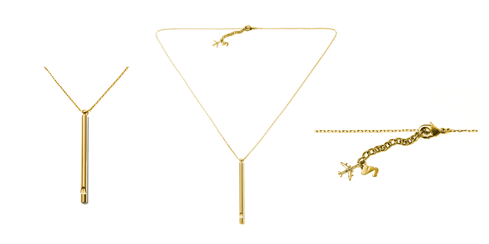 The Whistle Necklace from Unbound is specifically intended for women who may be at risk while traveling, and it comes in both gold and silver. (Images via Unboundbabes.com)