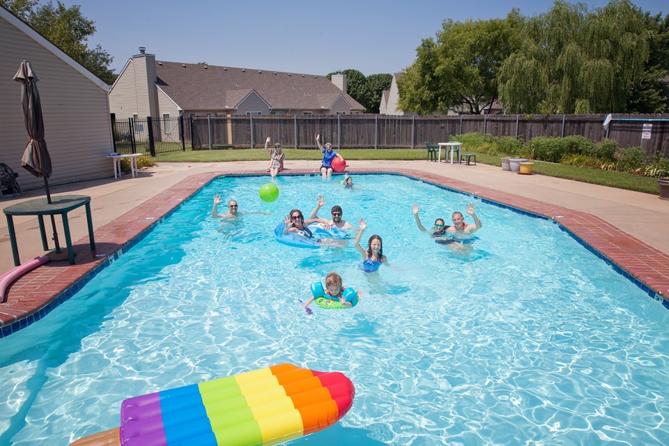 Swimming in the grandparent's community pool