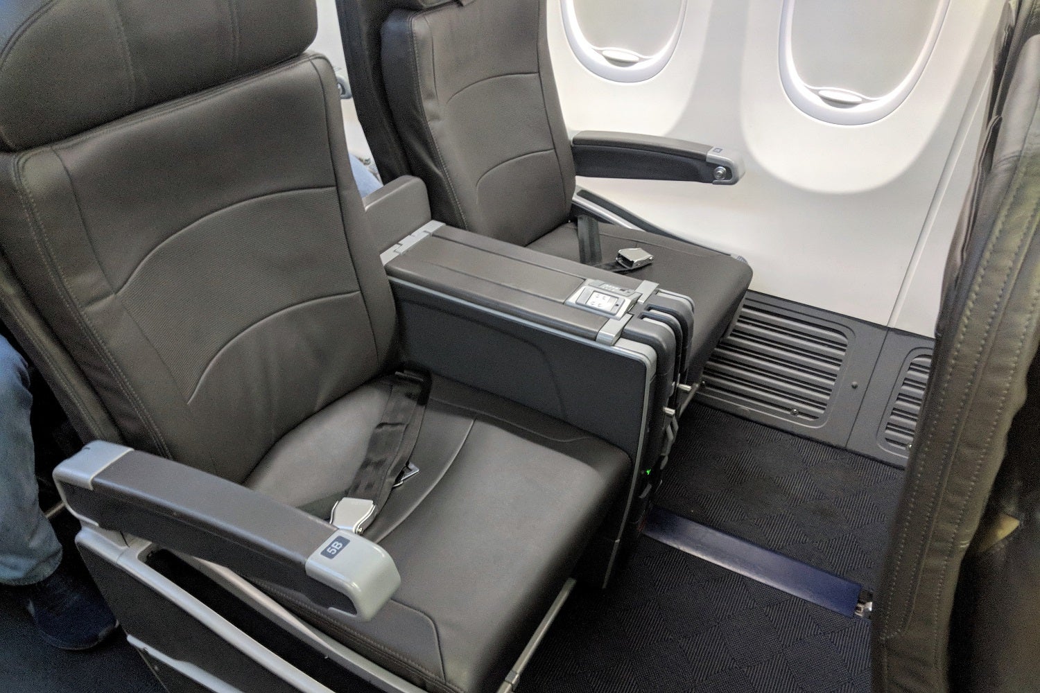 Bingo: An American Airlines (my most-flown airline) 737-800 (my most-flown aircraft) first class seat for a flight from Atlanta to Dallas (two of my most-flown cities).