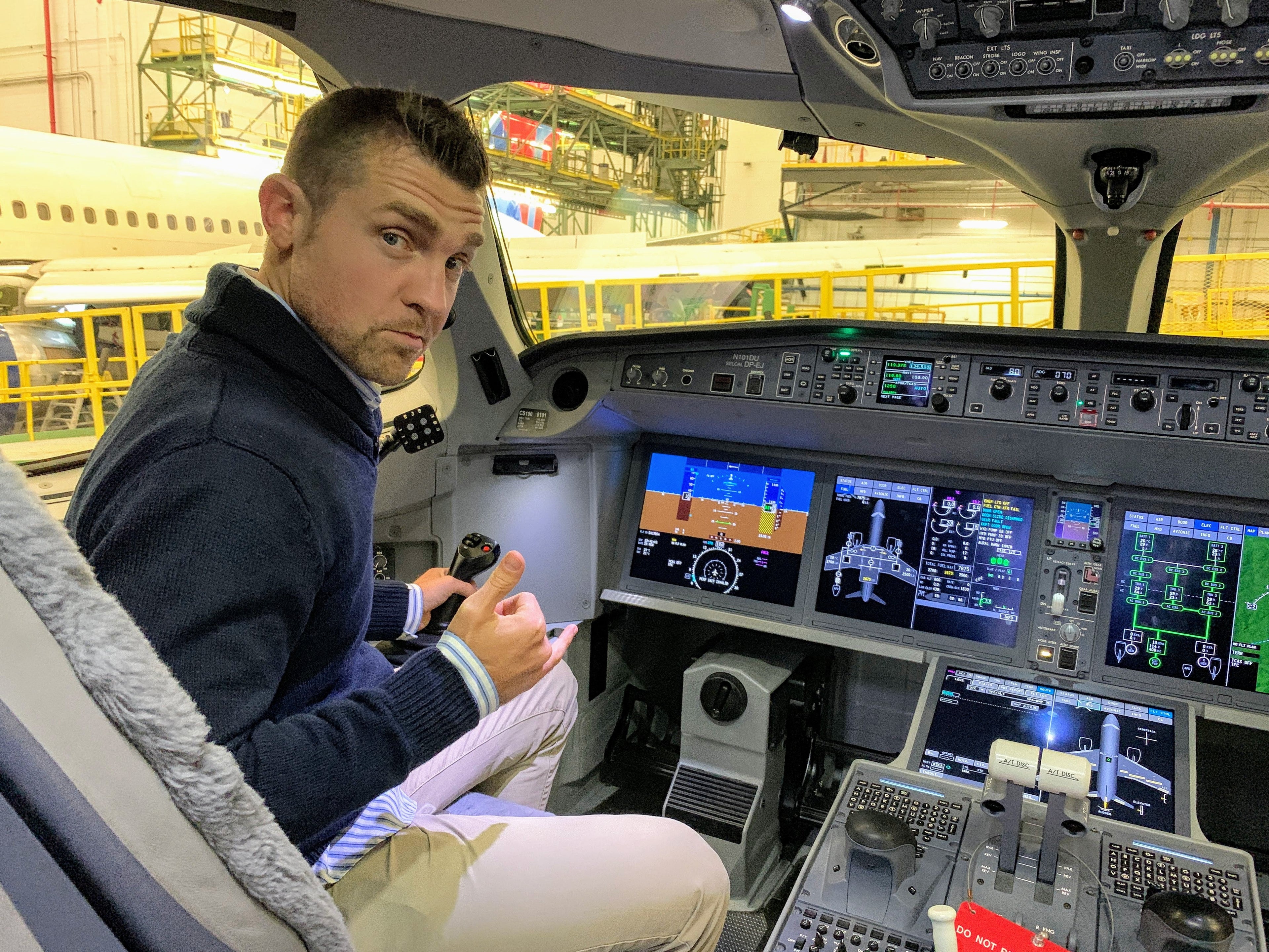 Delta Airbus A220 C Series CS100 Preview at ATL - captain chair