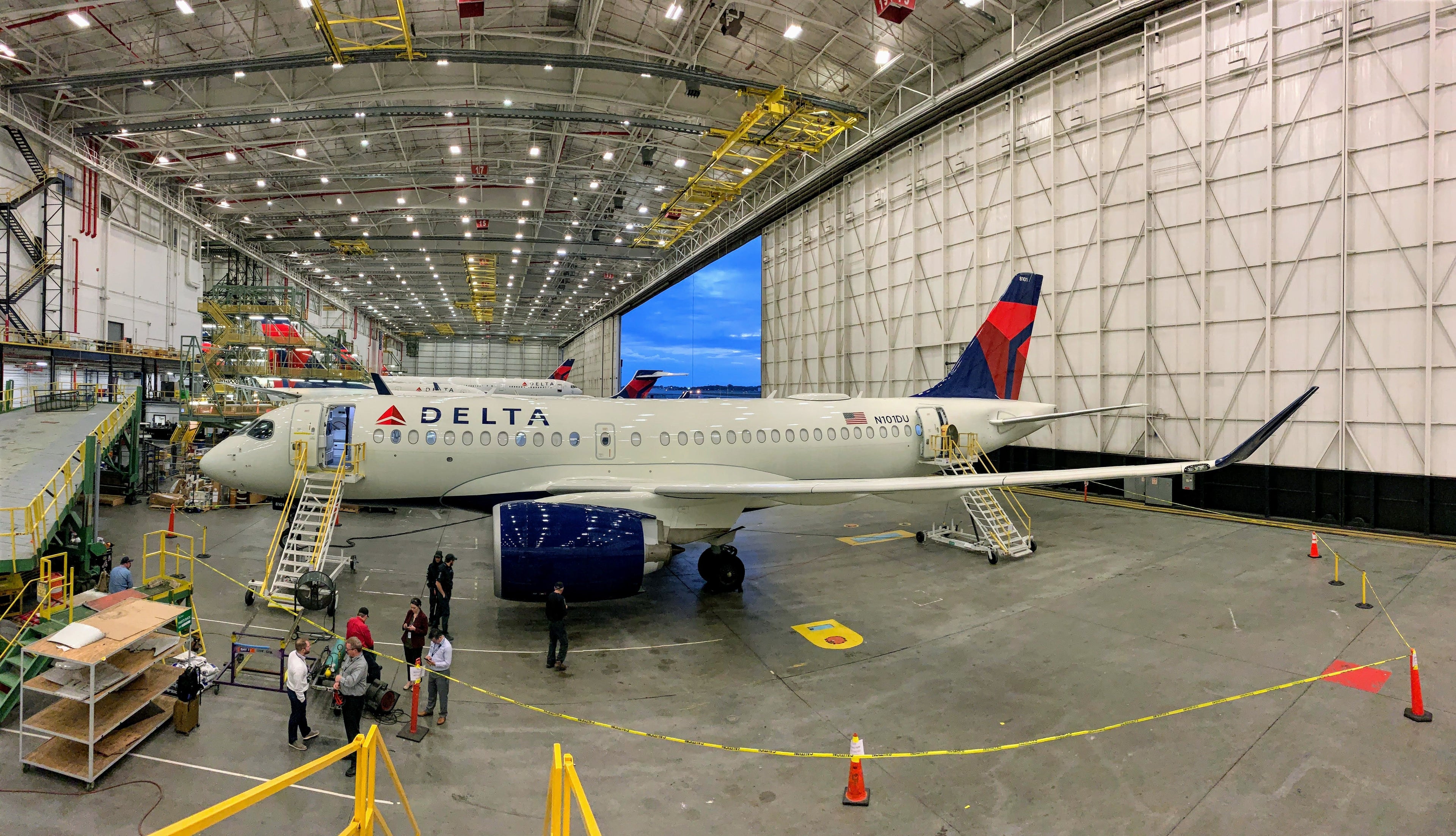 Delta Airbus A220 C Series CS100 Preview at ATL - panoramic exterior