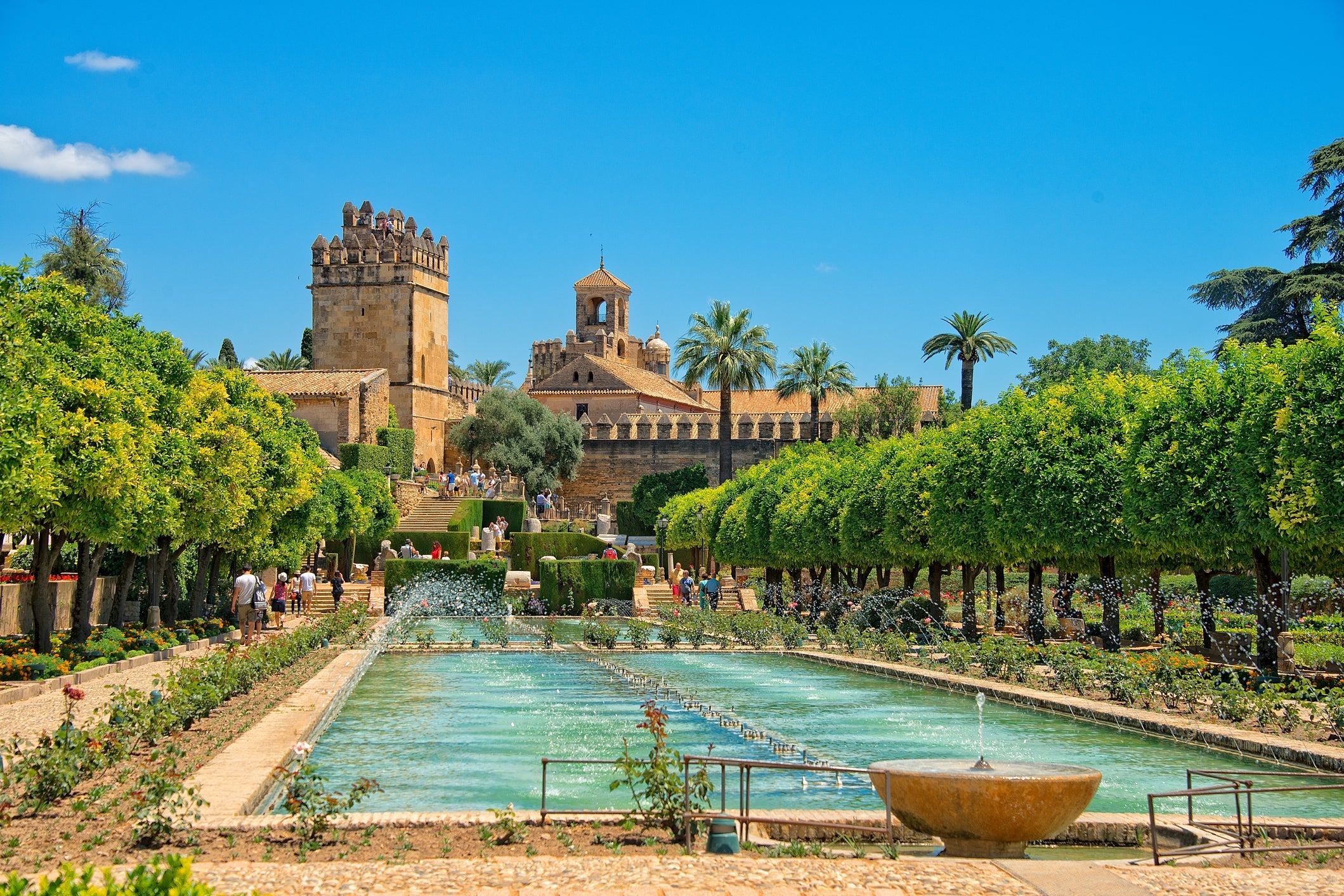 View of Alcázar of Córdoba Spain from the garden.