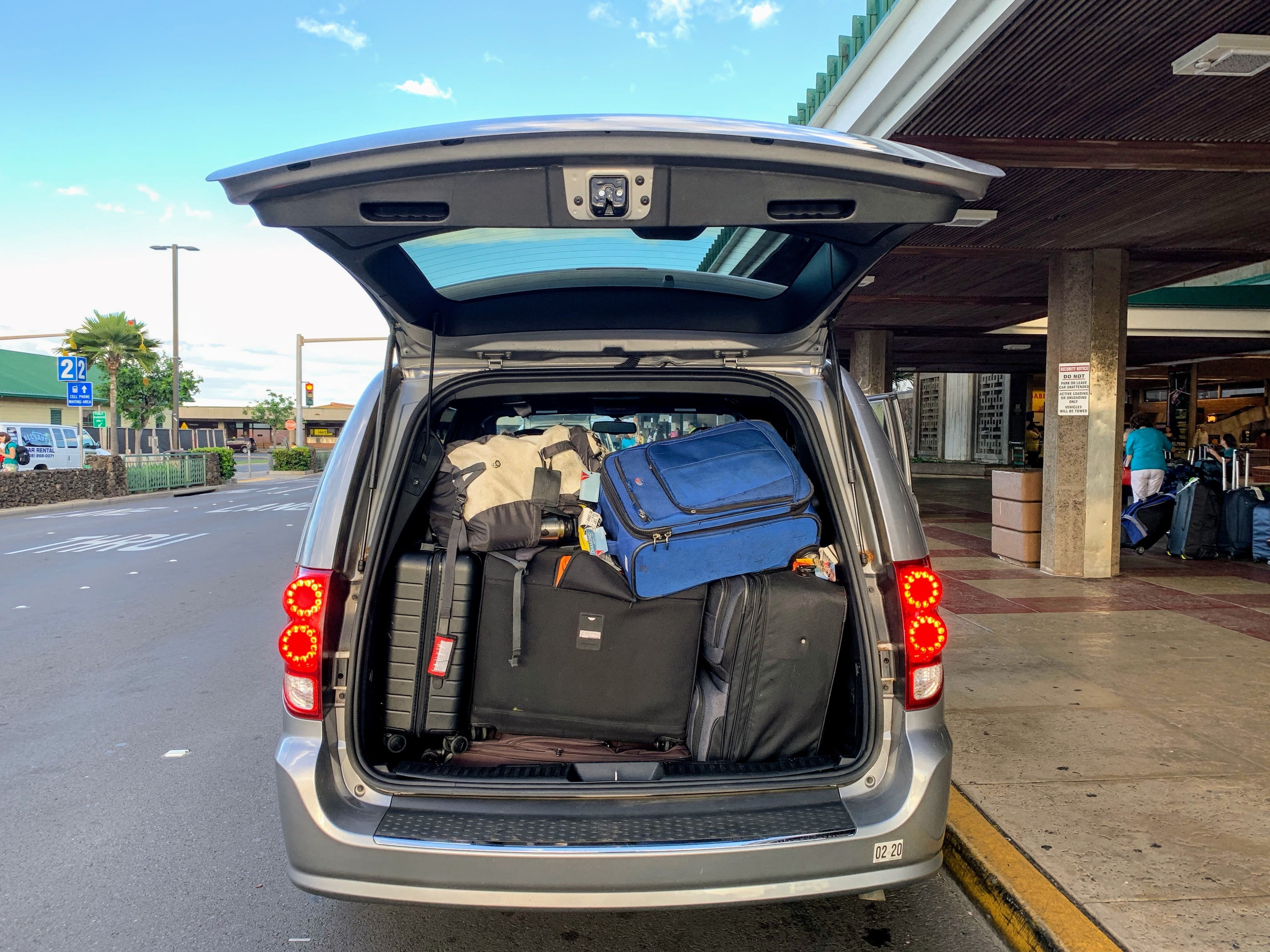 minivan car delta lyft luggage packed airport
