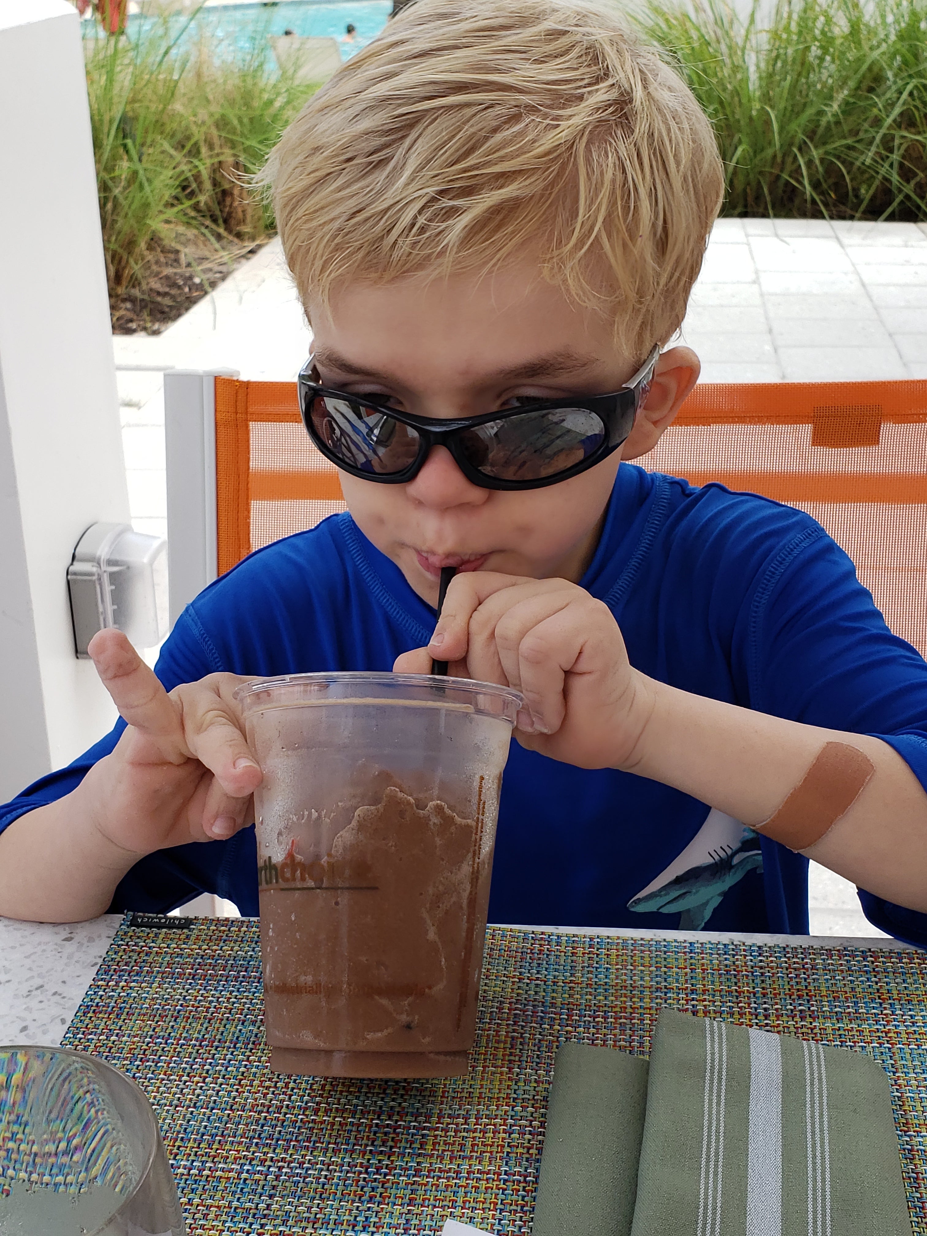 Westin drinking a Chocolate Milk