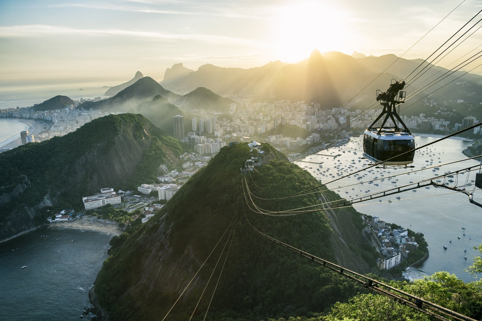 The view from a cable car on Sugarloaf Mountain in Brazil. (Photo via Shutterstock)