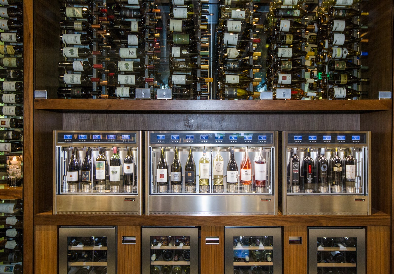 Wine available for tasting at the American Express Centurion Lounge at SFO. (Photo by Kimberly White/Getty Images for American Express)
