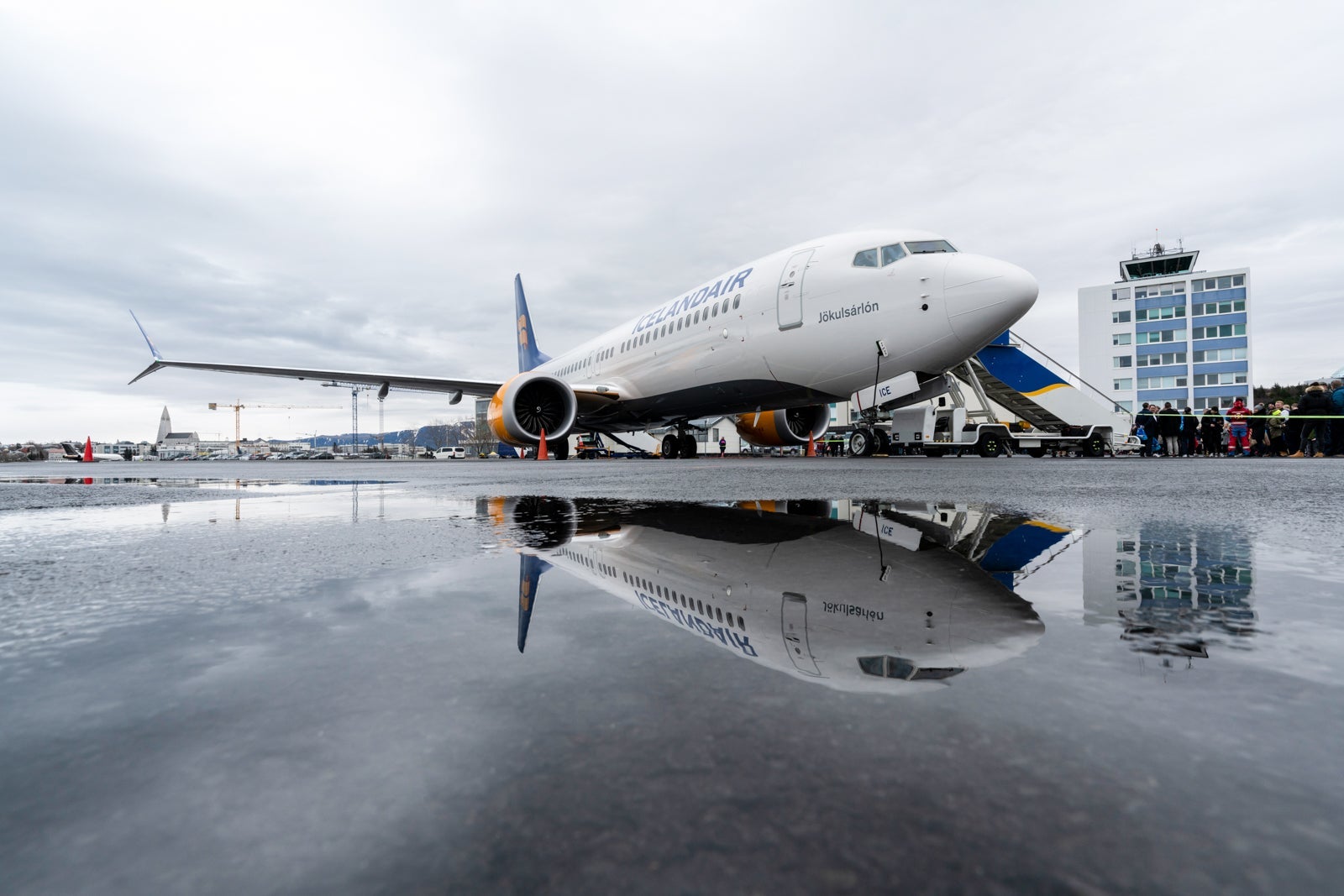 Icelandair's new Boeing 737 MAX 8 plane in Iceland.
