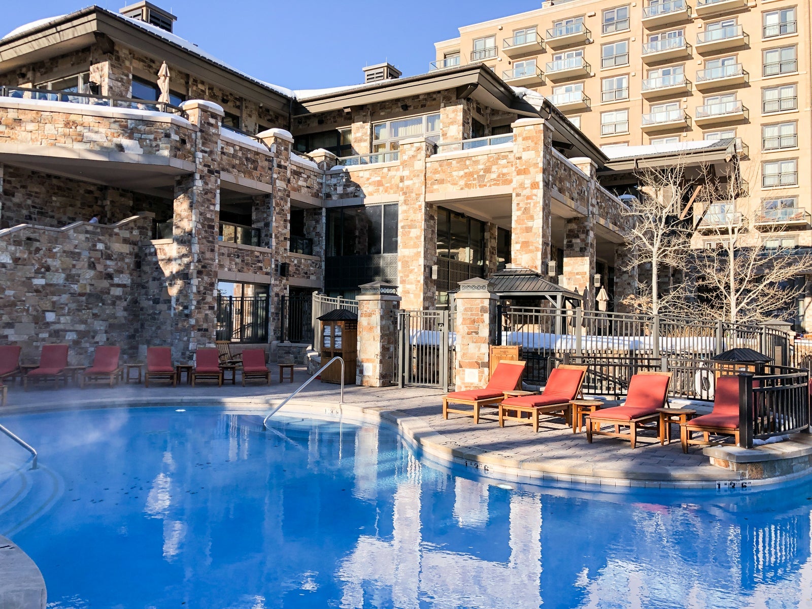 Ski into the St. Regis Deer Valley and then go for a swim (Photo courtesy of Summer Hull/ The Points Guy)