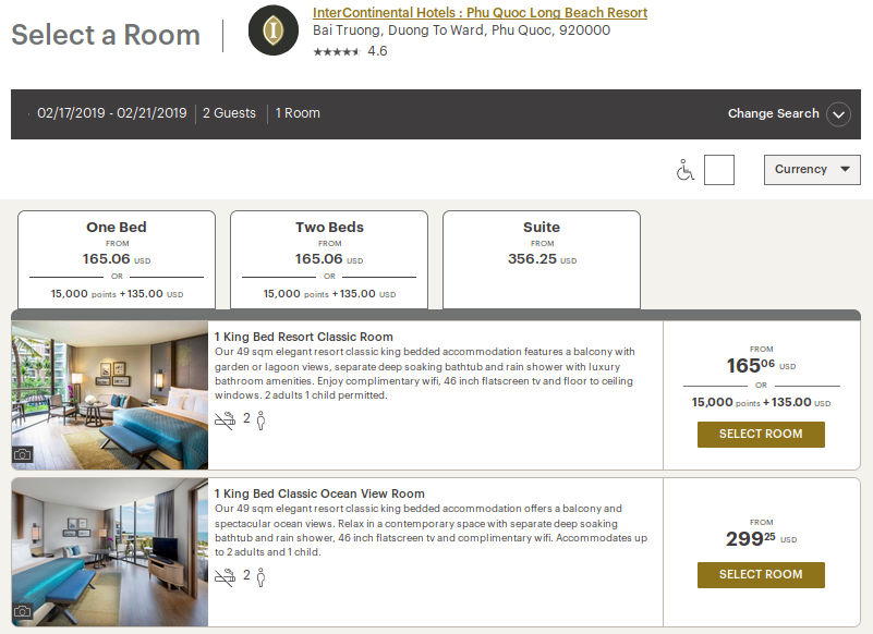 This screenshot was captured once the PointBreaks allotment was exhausted, but the cash prices are similar to when I booked for 15,000 points per night during PointBreaks.