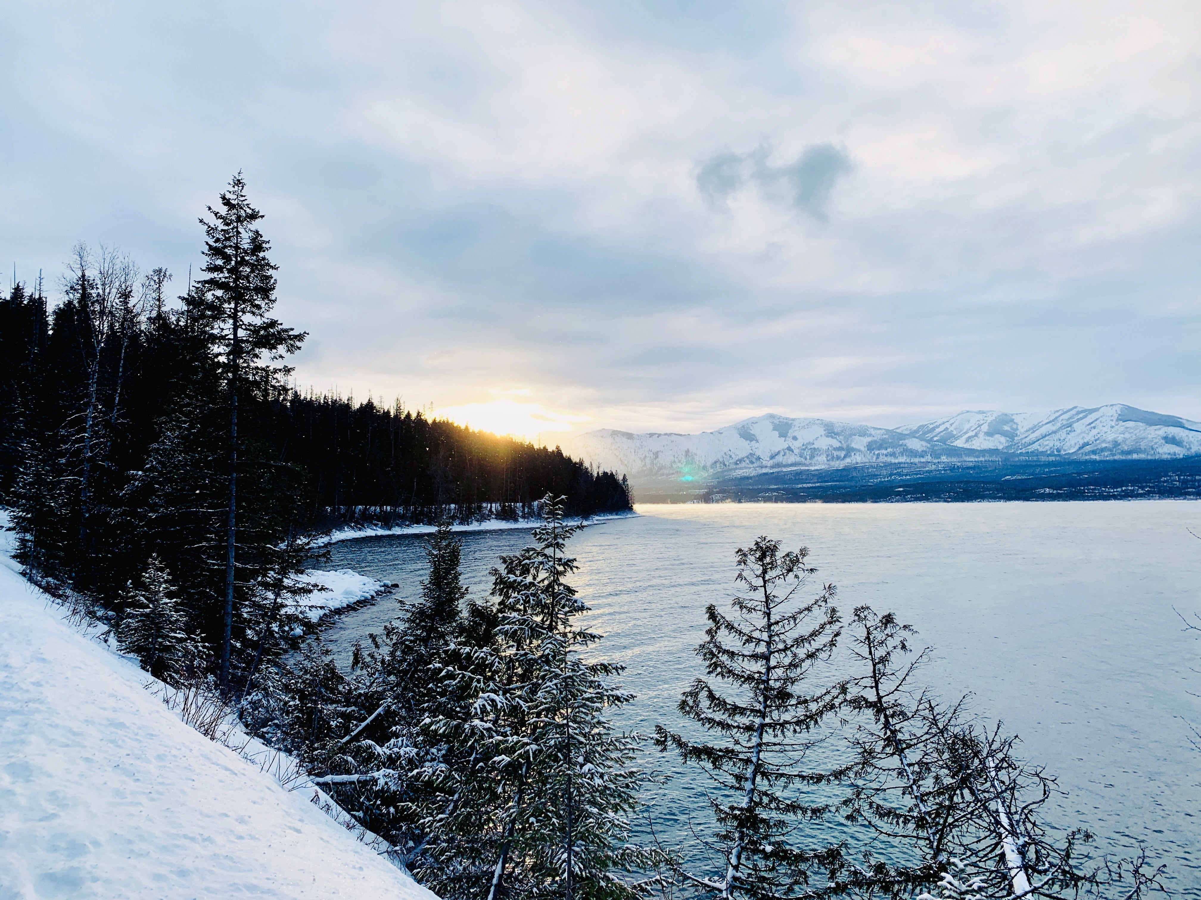 sunset montana sky glacier national park winter snow